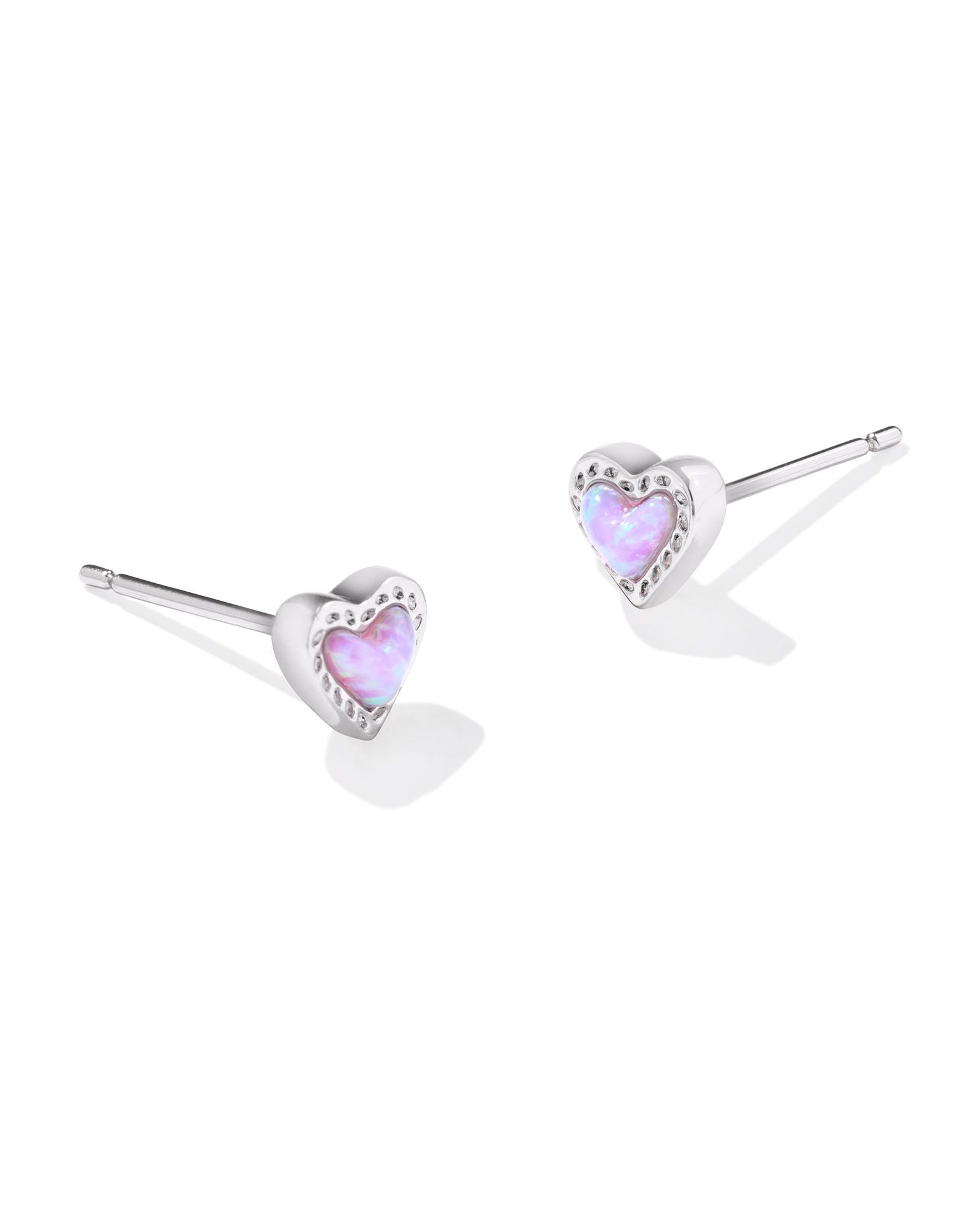 Mini Ari Heart Silver Stud Earrings Bubblegum Pink