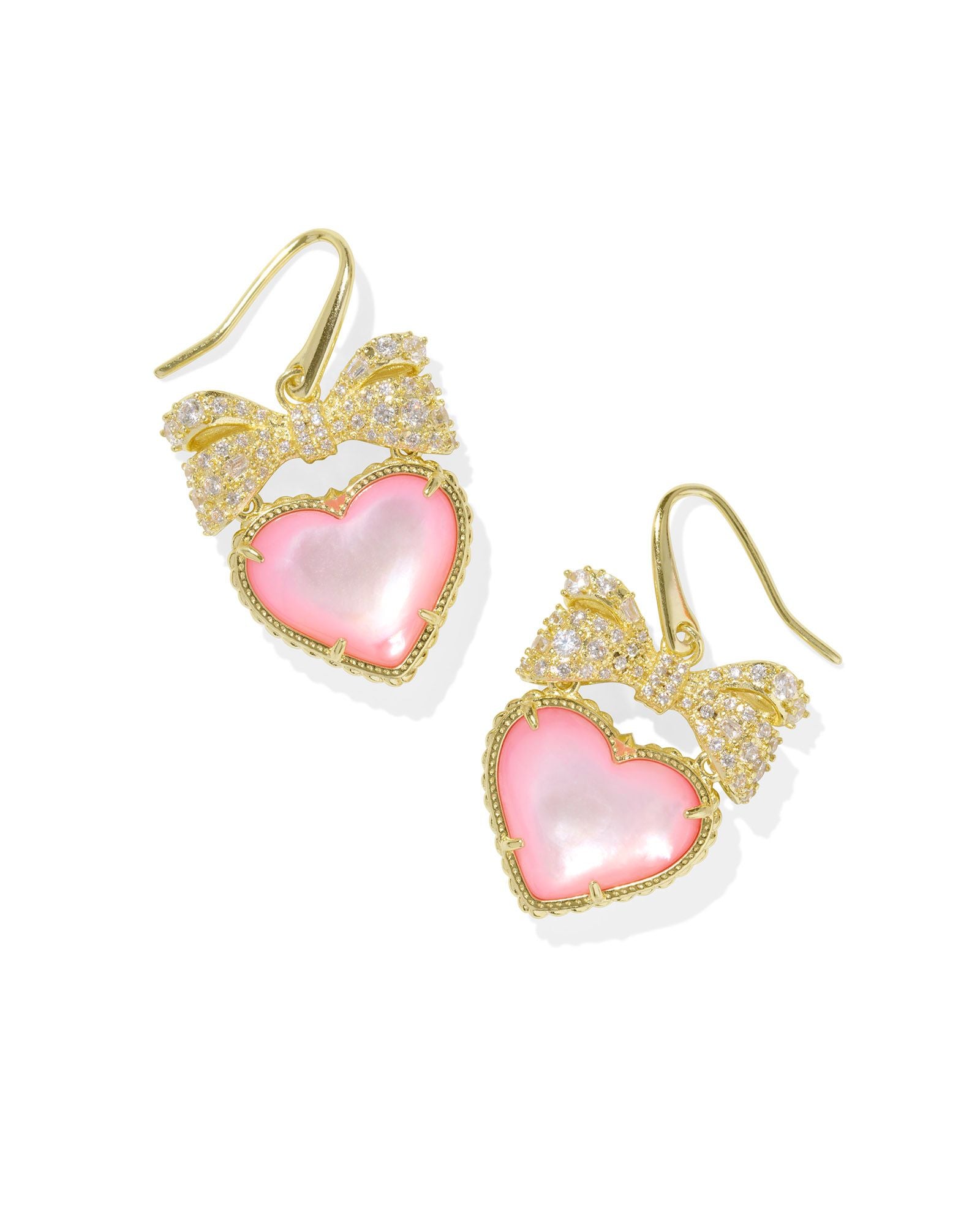 Haisley Heart Gold Drop Earrings Blush Ivory Mother of Pearl