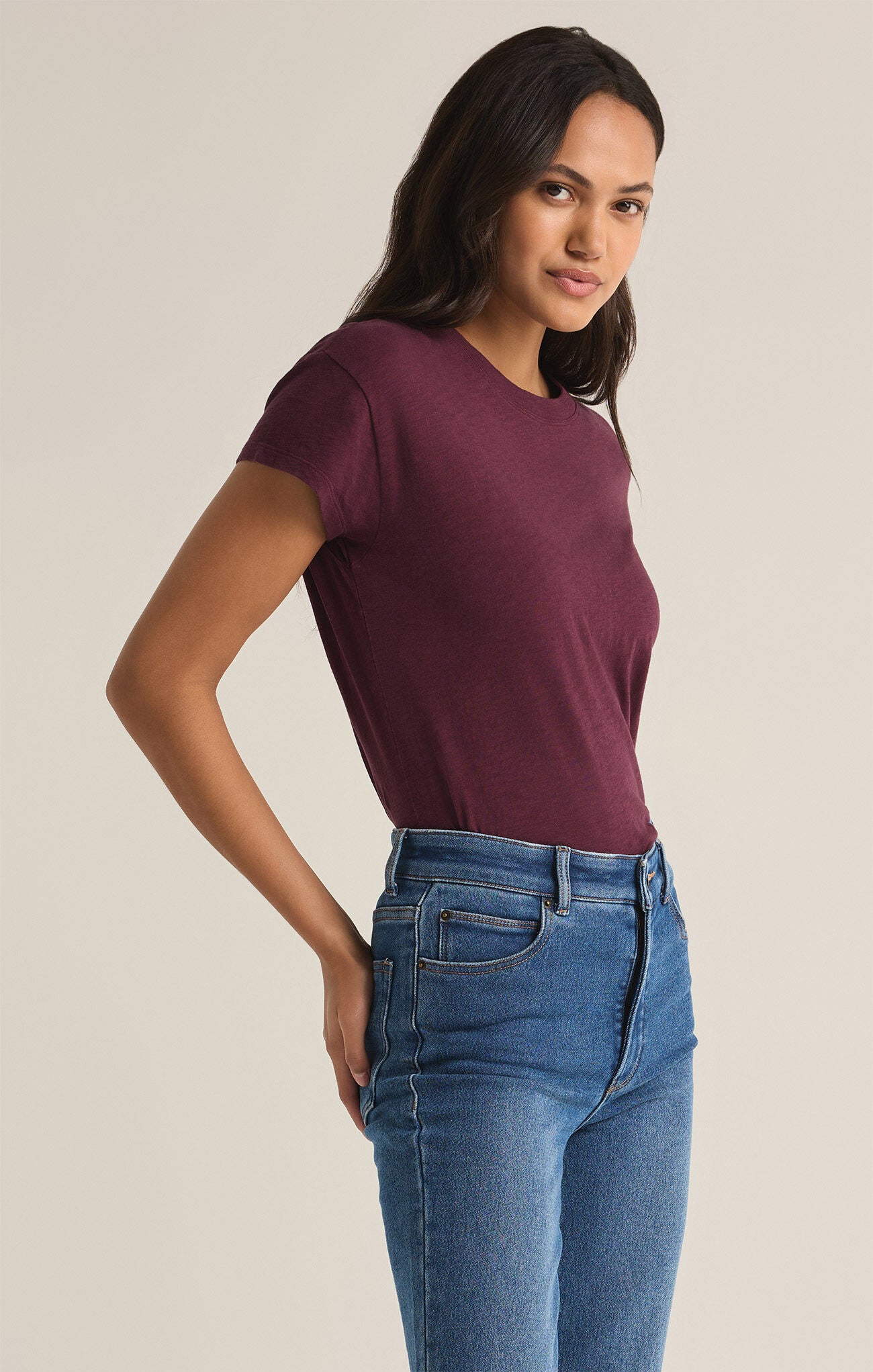 Modern Slub Tee Berry Wine