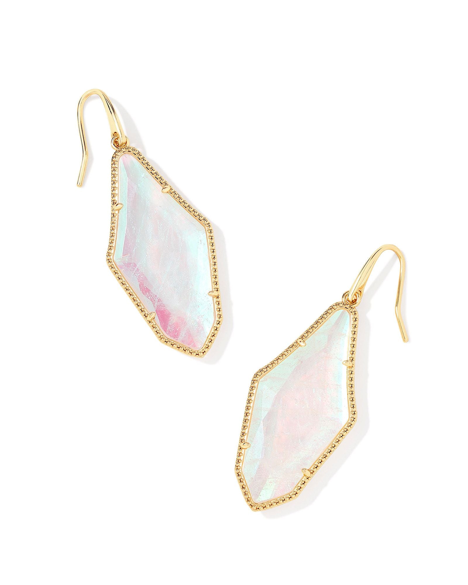 Evelyn Drop Earrings Gold Rock Crystal Dichroic