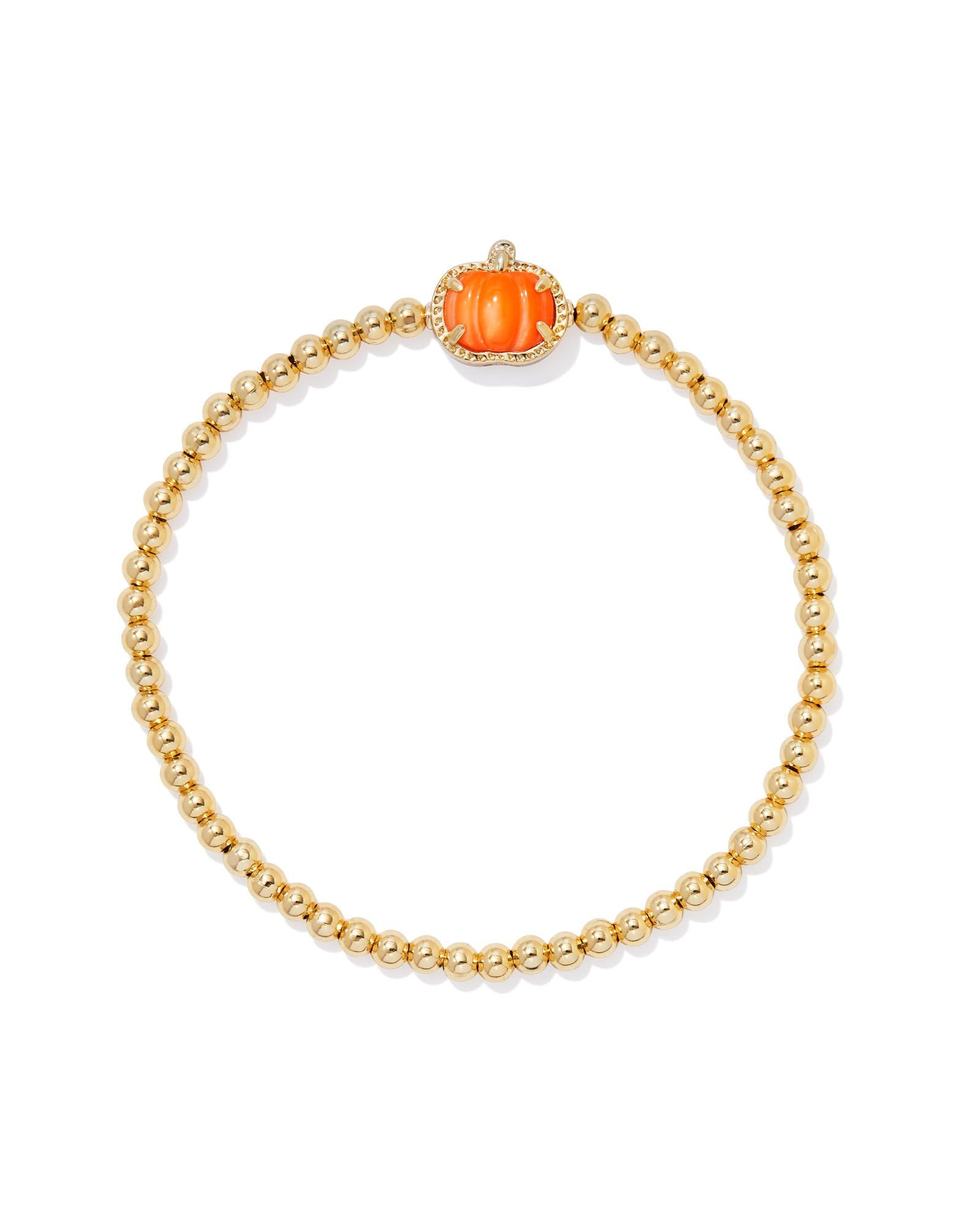 Pumpkin Stretch Bracelet Gold Orange Mother of Pearl