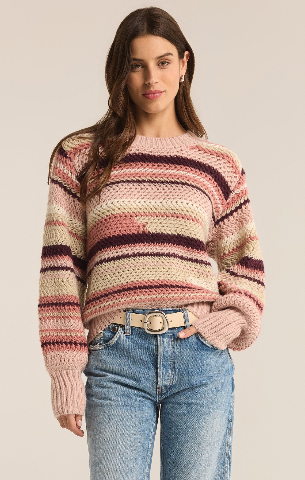 Asheville Stripe Sweater Rosebud