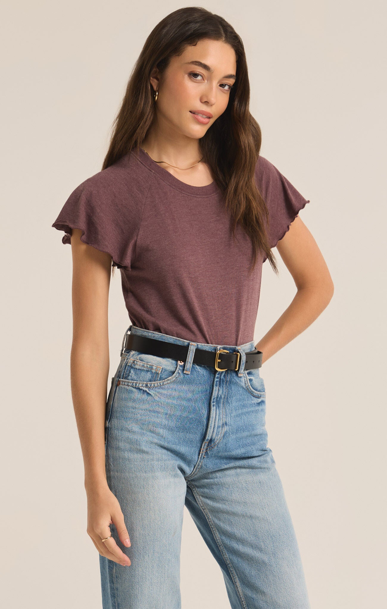 Abby Flutter Tee Cocoa Berry