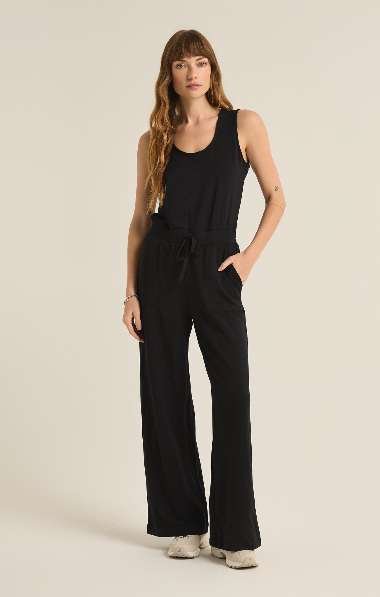 Layover Modal Fleece Jumpsuit Black