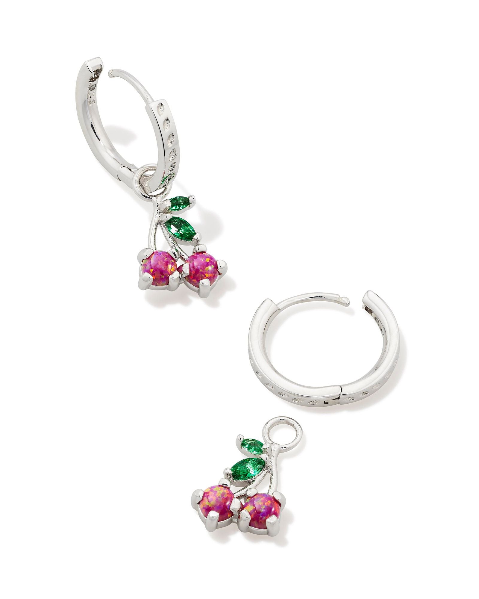 Sale Cherry Silver Huggie Earrings Berry Kyocera Opal