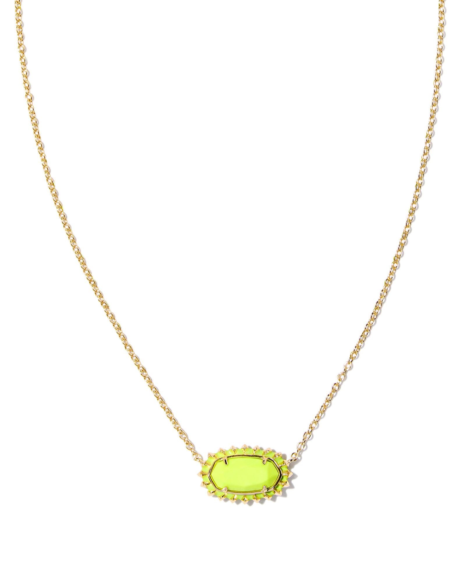 Sale Elisa Gold Color Burst Frame Pendant Necklace Chartreuse Magnesite