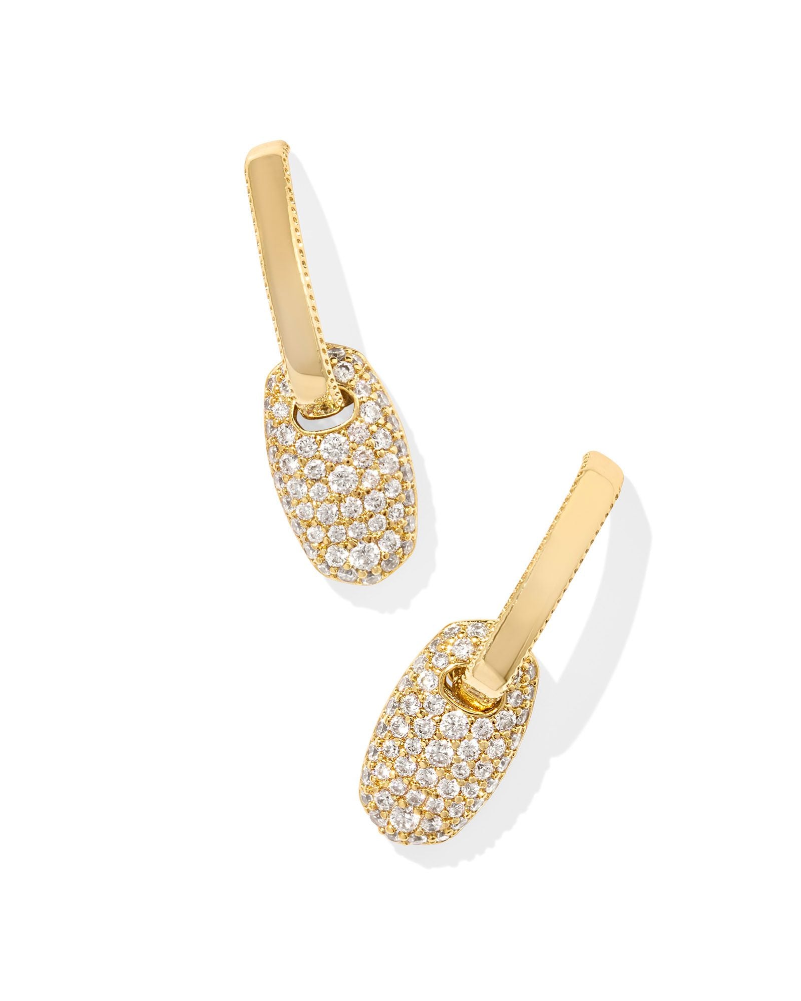 Bailey Gold Pave Huggie Earrings White Crystal