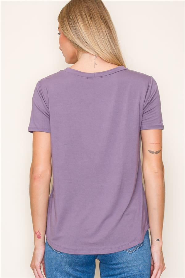 Short Sleeve Round Neck Rayon Jersey T-shirt Dusty Purple