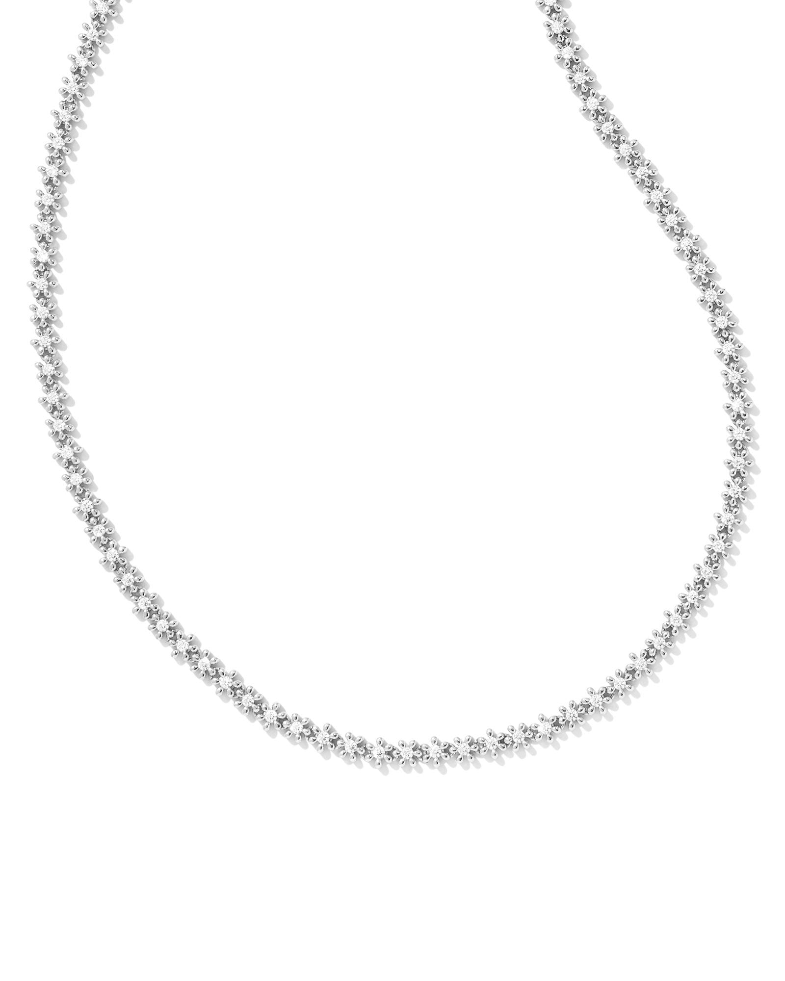 Nydia Silver Strand Necklace Whit Crystals 7/14