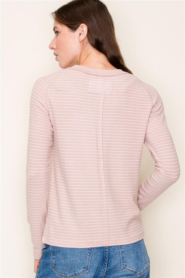 Long Sleeve Strip Pullover Top