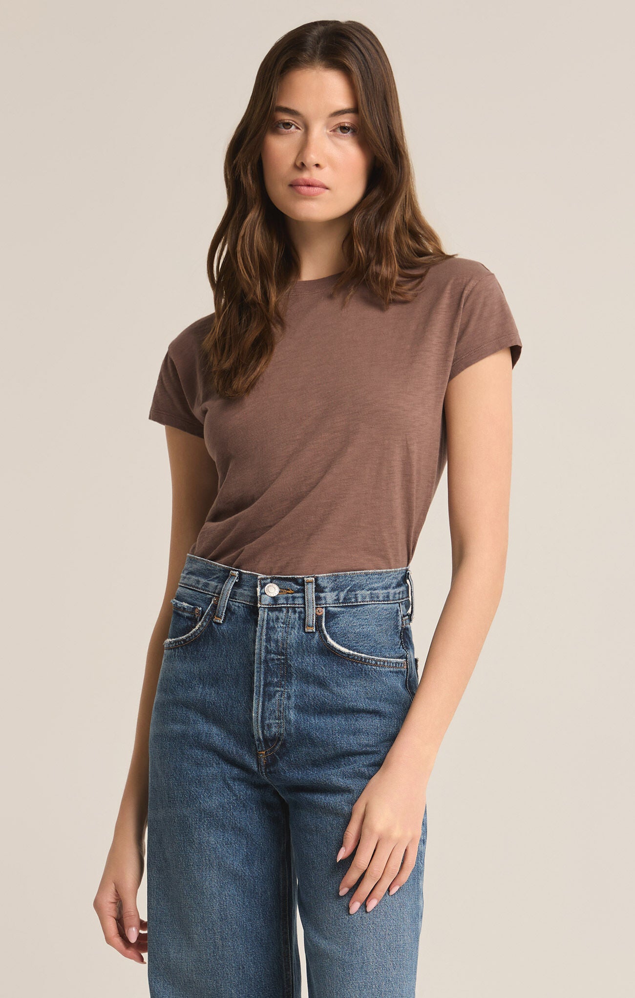 Modern Slub Tee Deep Taupe