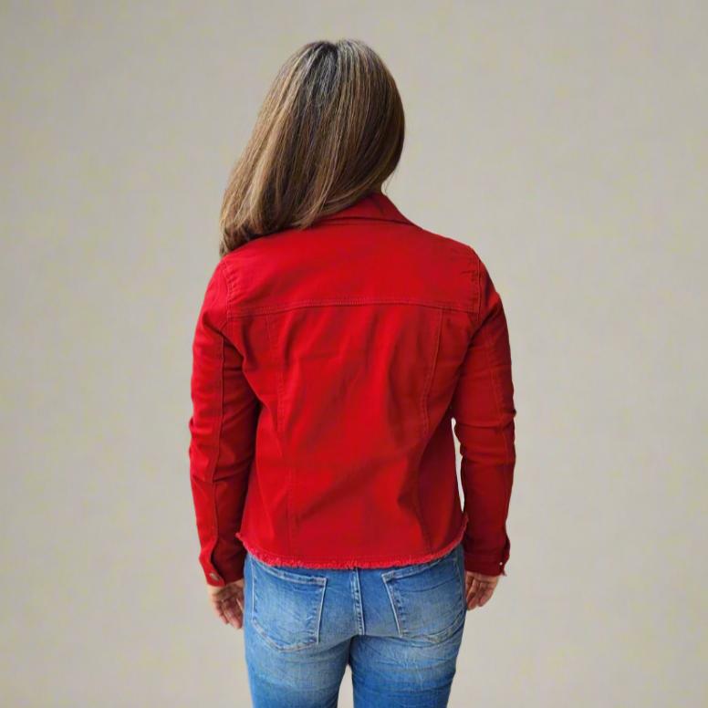 Dark Red Denim Jacket