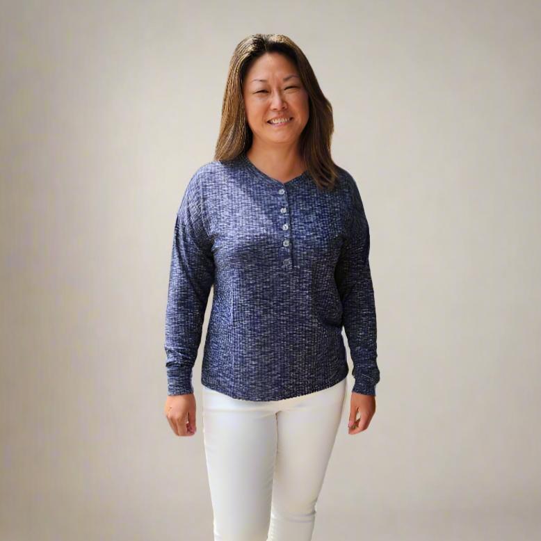 Long Sleeve Marled Crew Neck Top