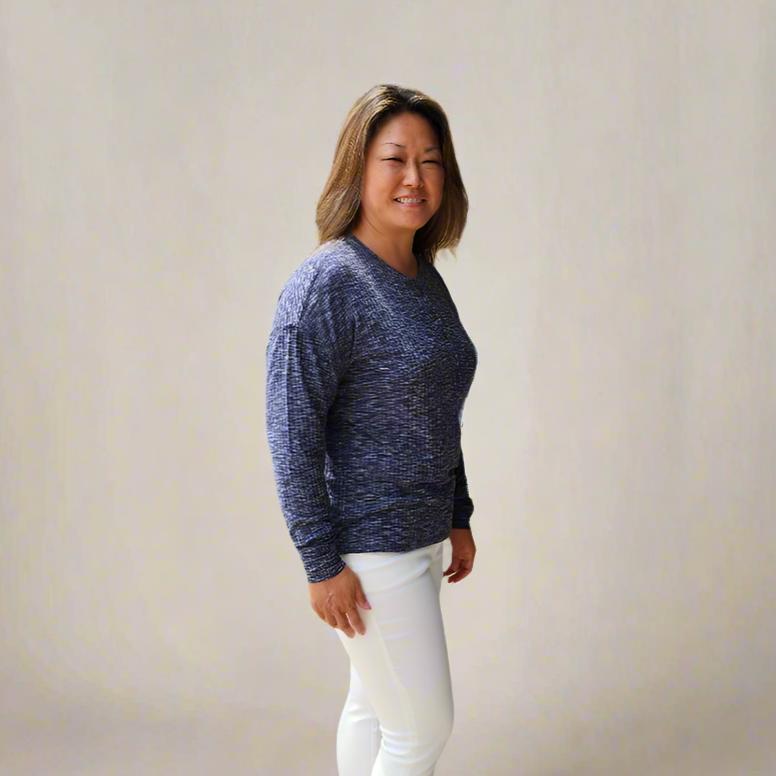 Long Sleeve Marled Crew Neck Top