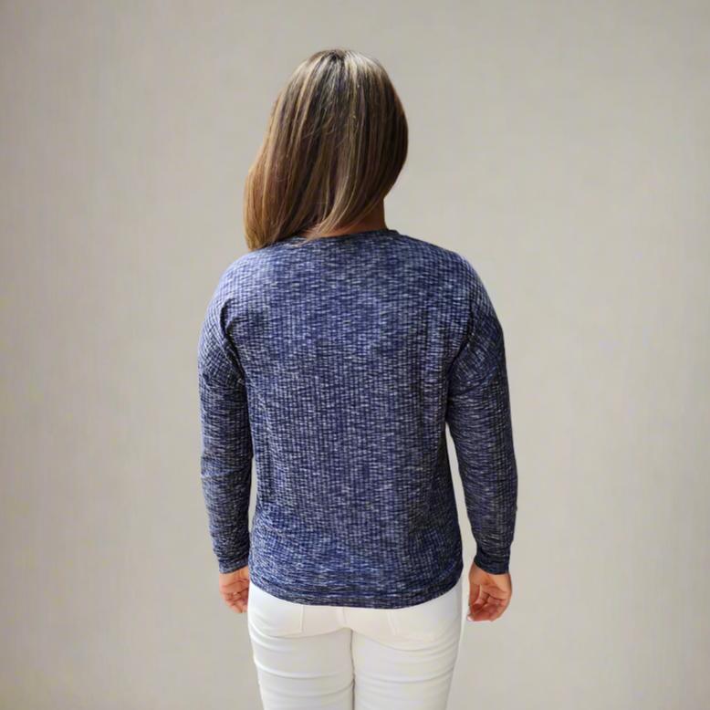 Long Sleeve Marled Crew Neck Top