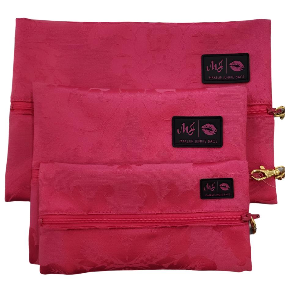 Makeup Junkie Bags 4 sizes Hot Pink