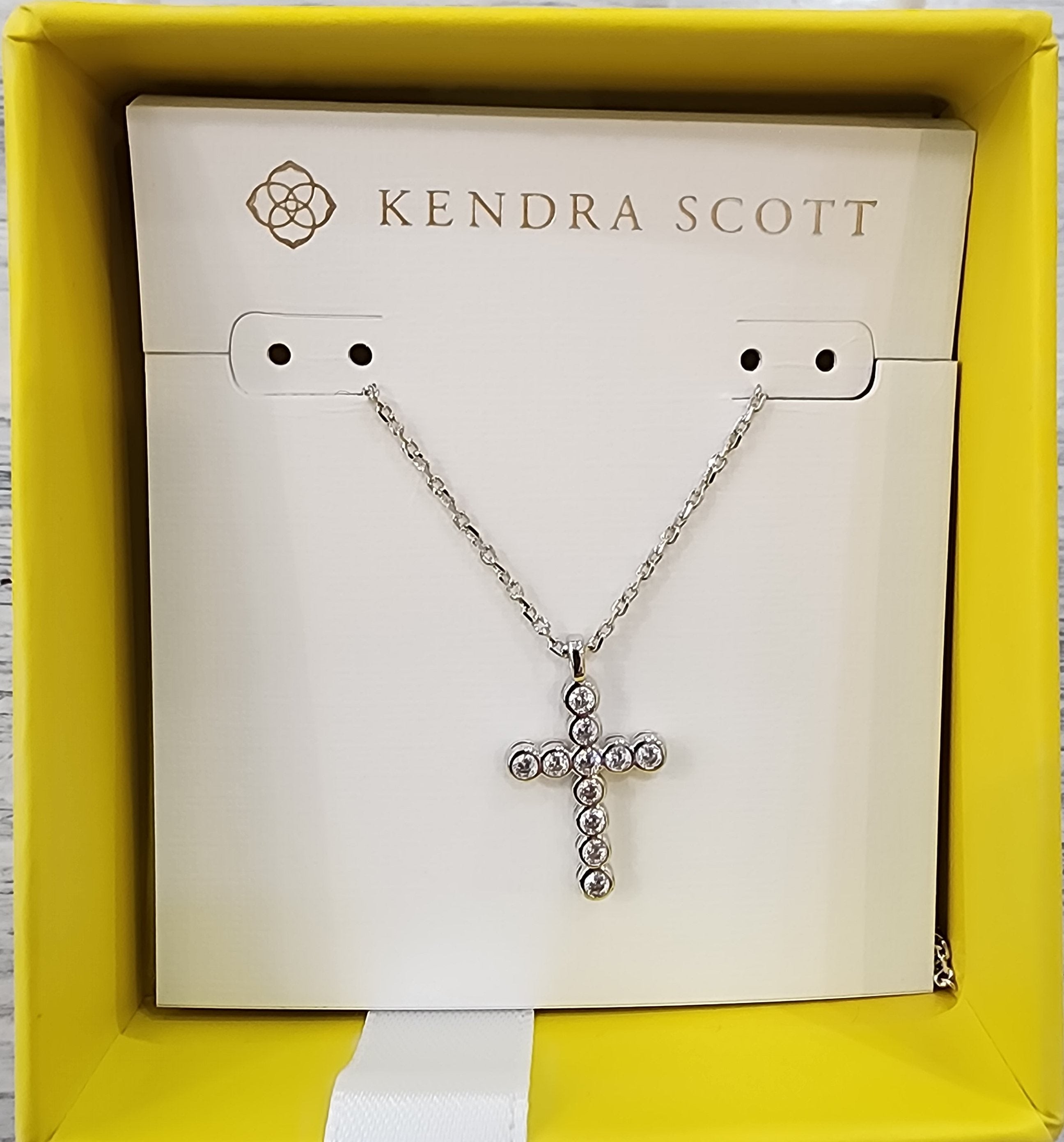 Boxed  Cross Crystal Pendant Necklace  Gold or Silver