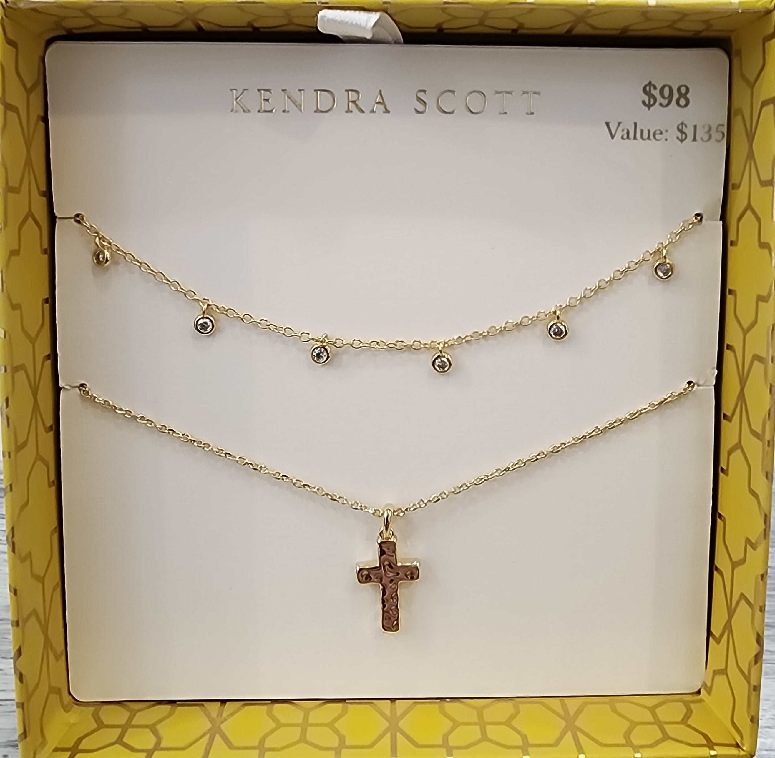 Boxed Amelia Cross Necklace Gift Set Gold