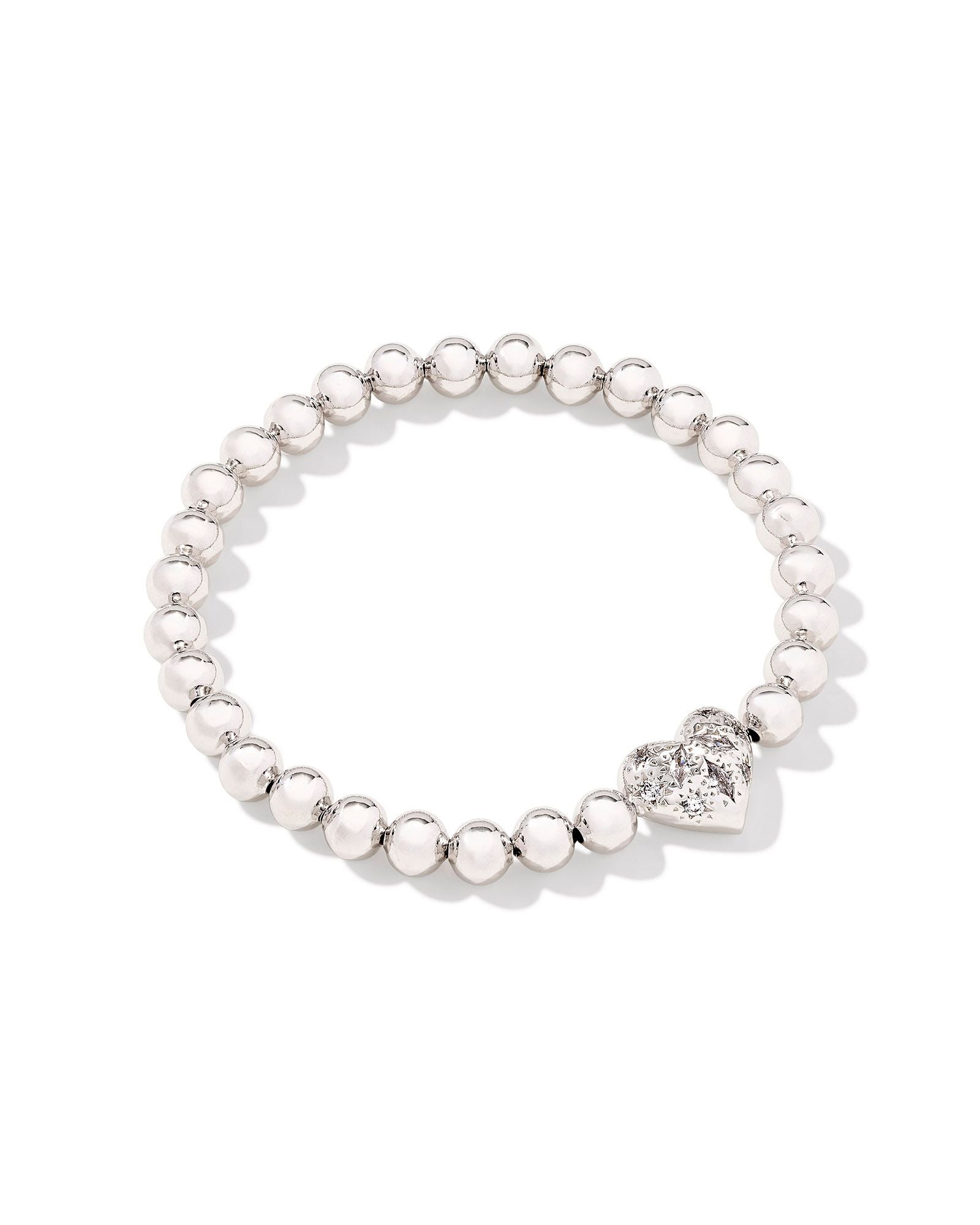 Holland Silver Heart Stretch Bracelet White Crystal