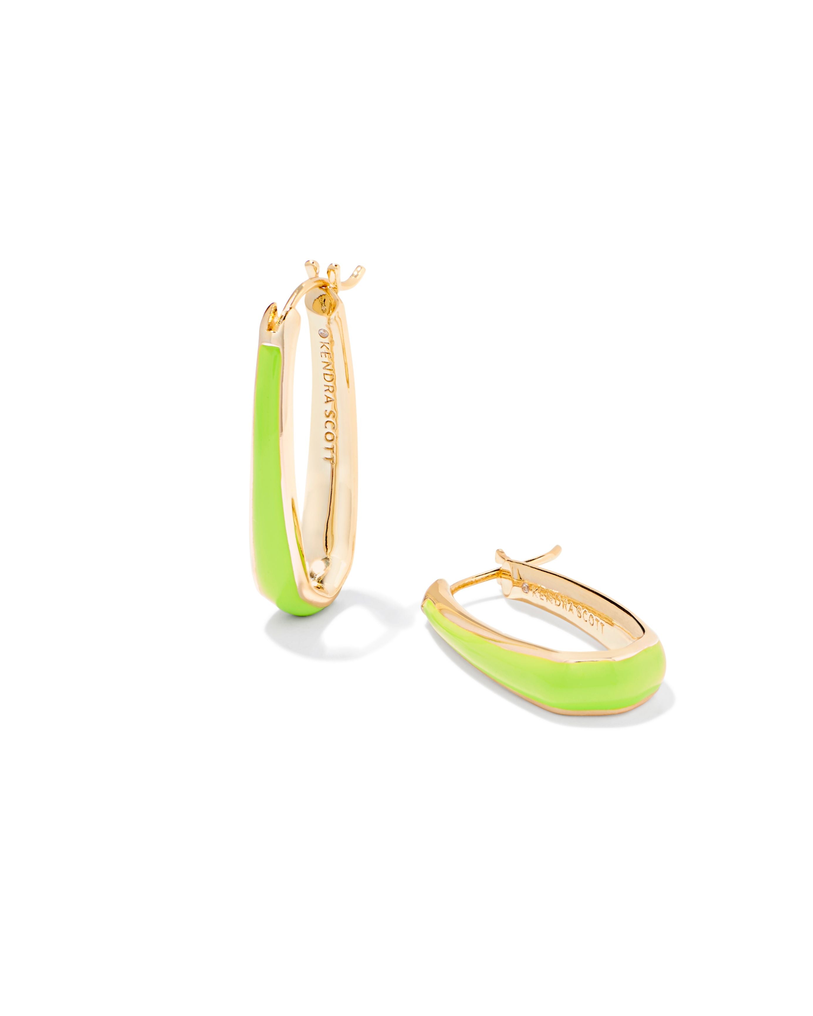 Sale Kelsey Gold Hoop Earrings Chartreuse Enamel