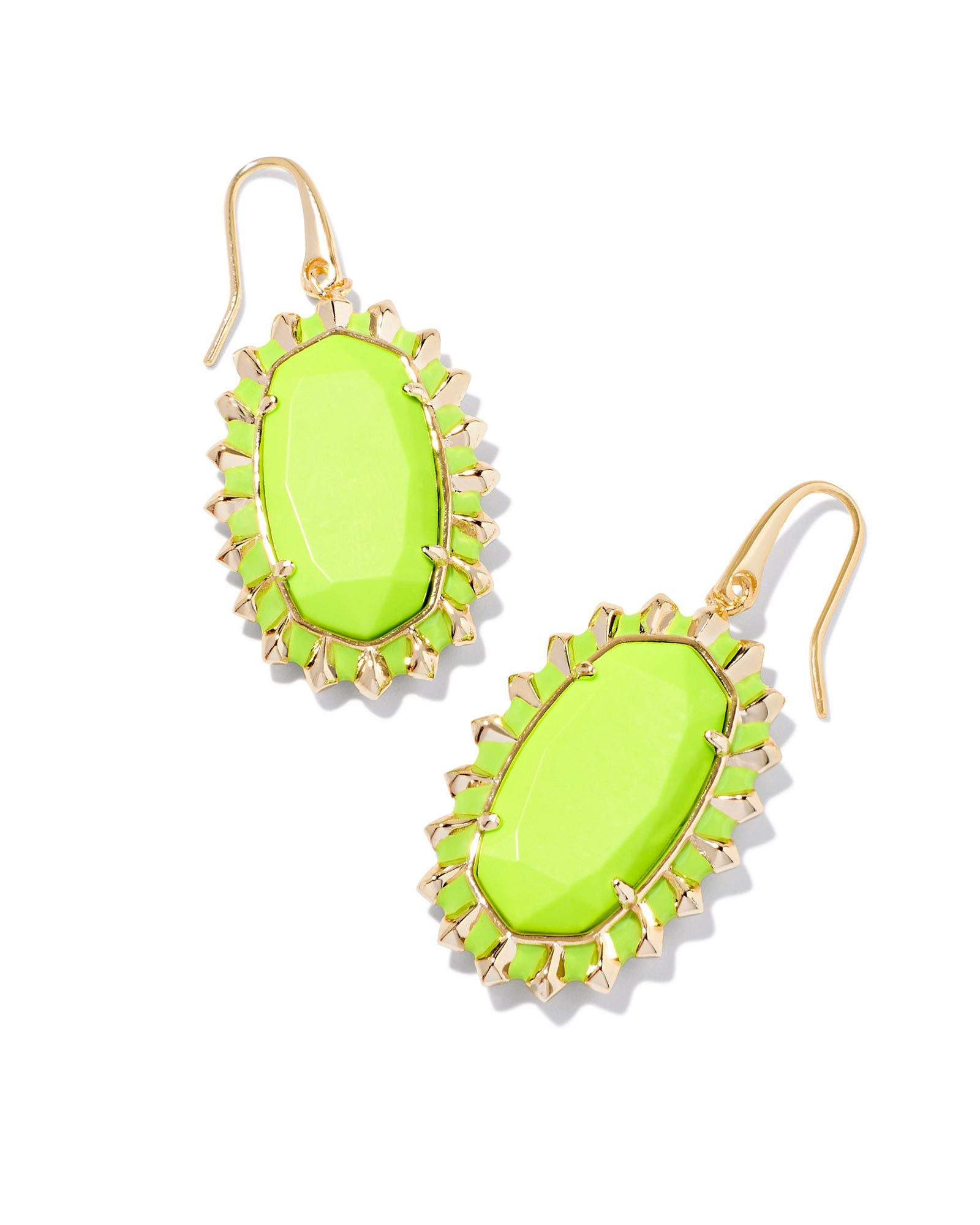 Sale Dani Gold Color Burst Frame Drop Earrings Chartreuse Magnesite