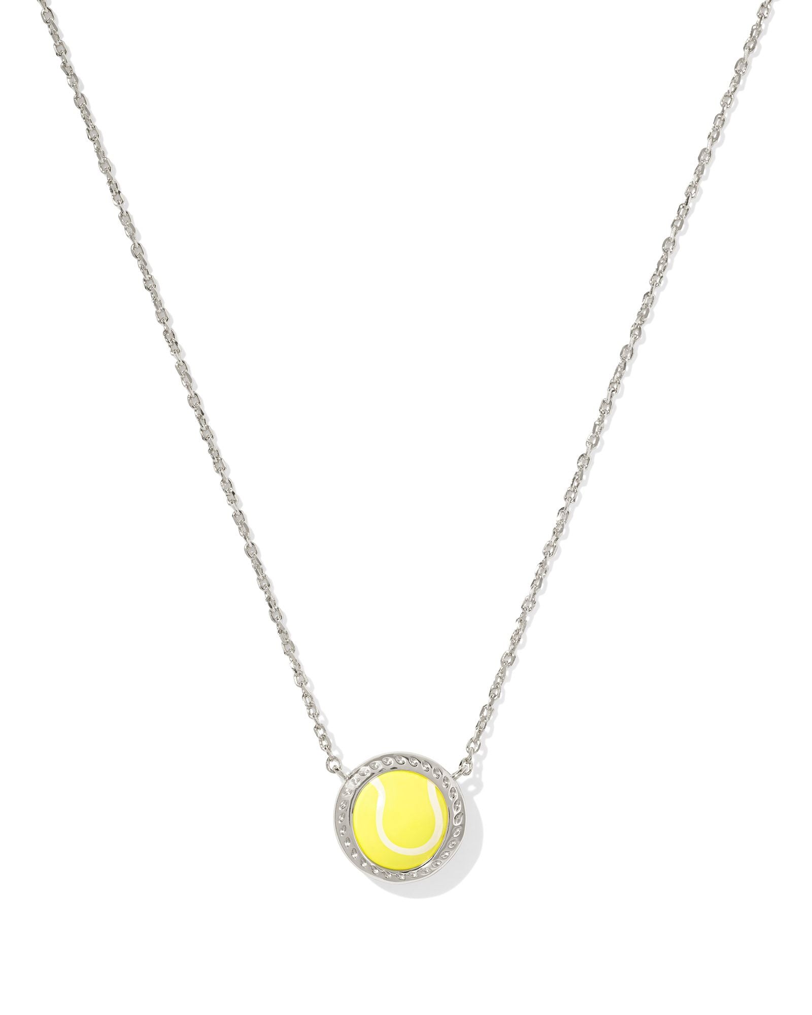 Tennis Silver Short Pendant Necklace Chartreuse Magnesite