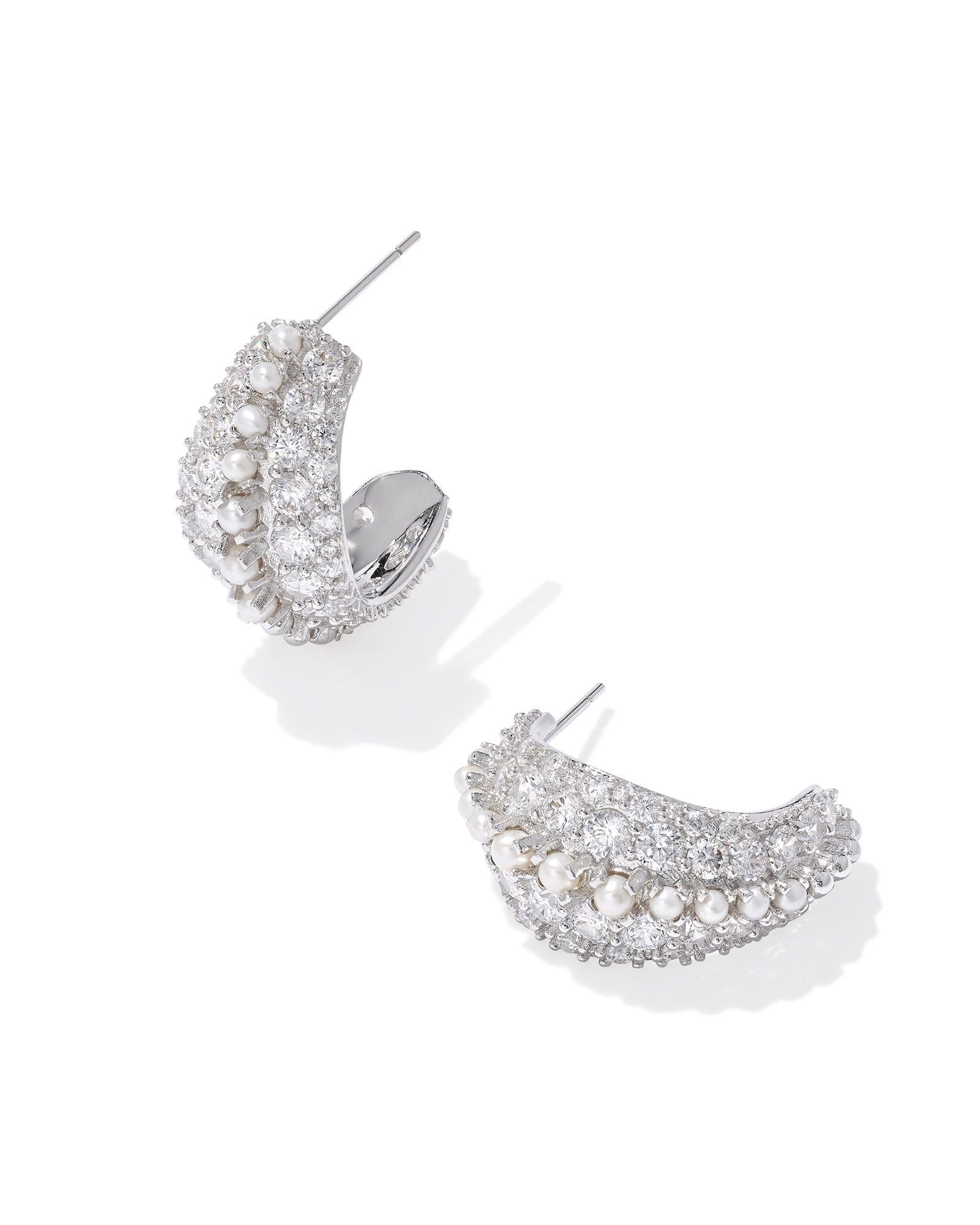 Krista Silver Hoop Earrings White Mix