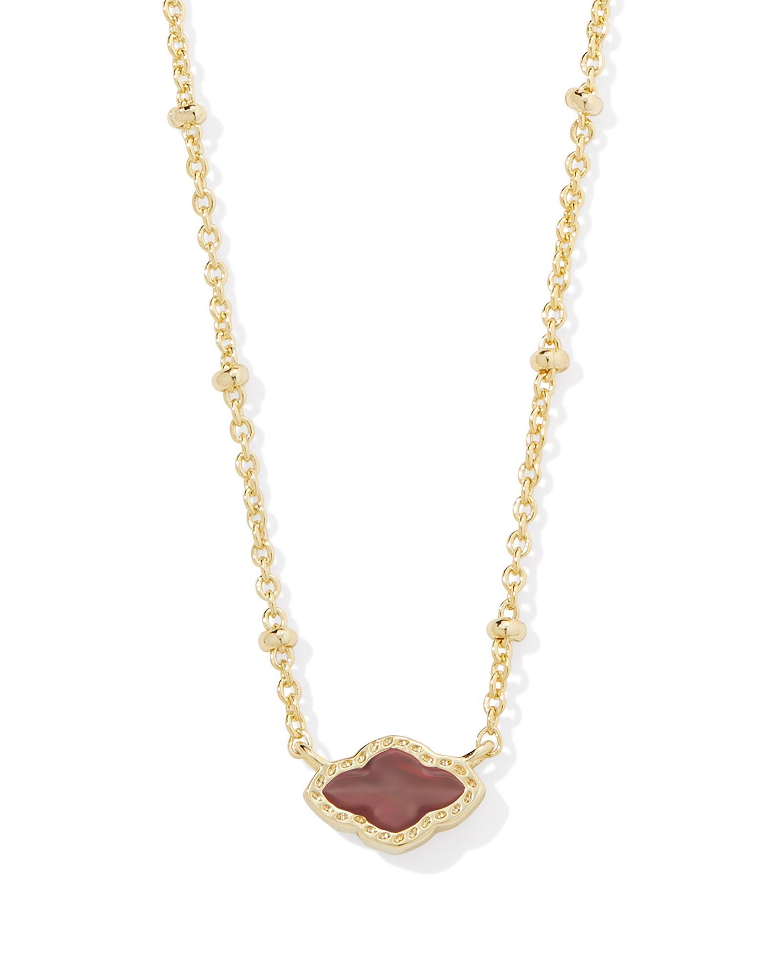 Mini Abbie Gold Satellite Short Pendant Necklace Cranberry Illusion