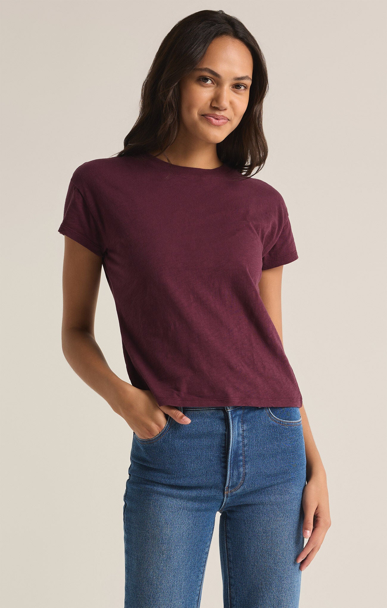 Modern Slub Tee Berry Wine