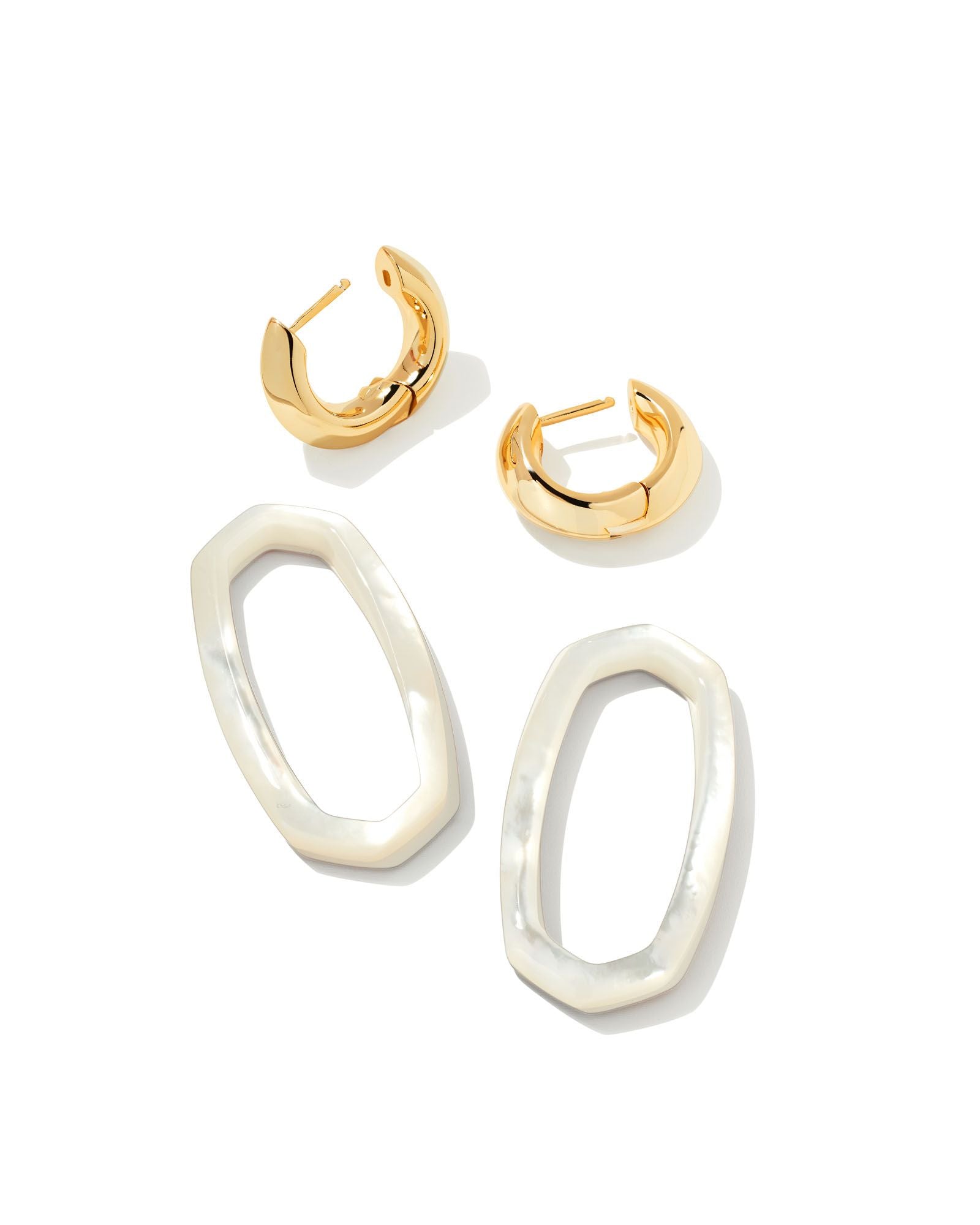 Danielle Gold Link Earrings Ivory MOP