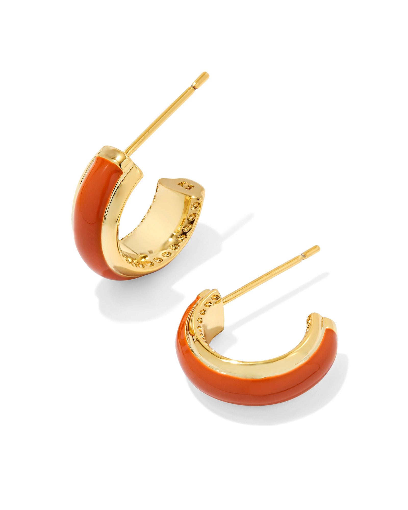 Ainsley Huggie Earring Gold Orange Enamel