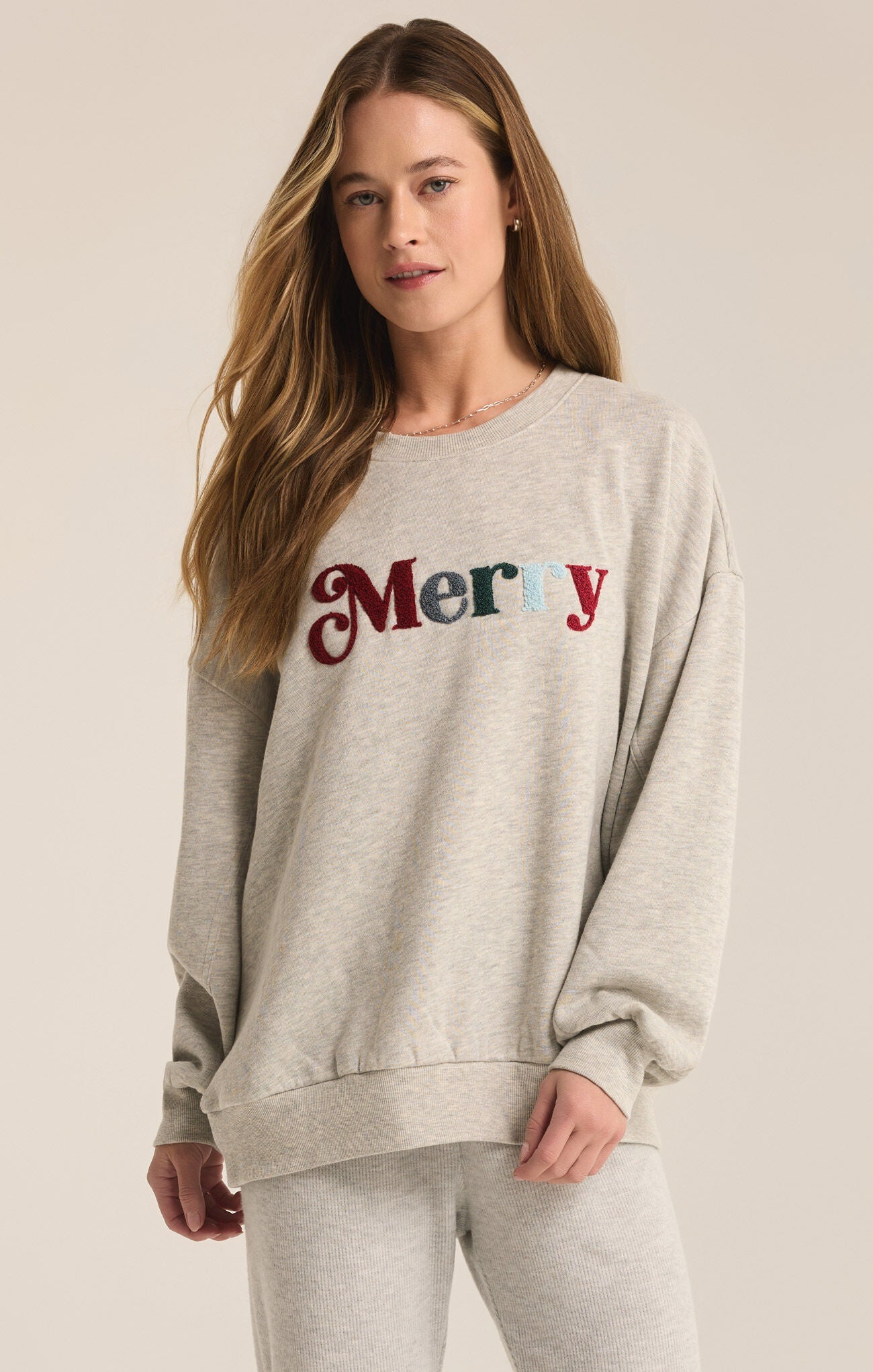 Merry Fleece Sweatshirt Heather Grey