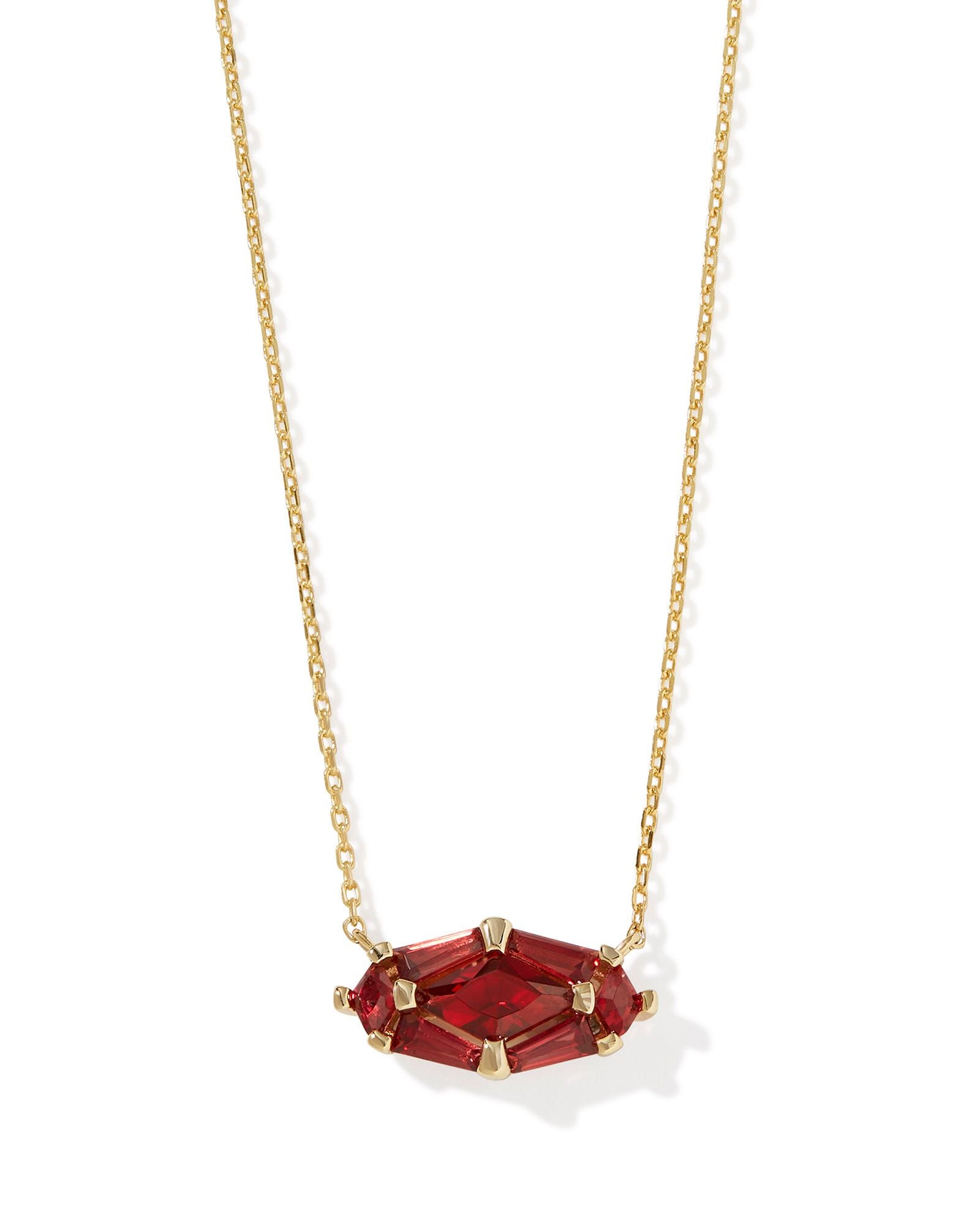 Lindy Rae Elisa Gold Short Pendant Necklace Red Crystal