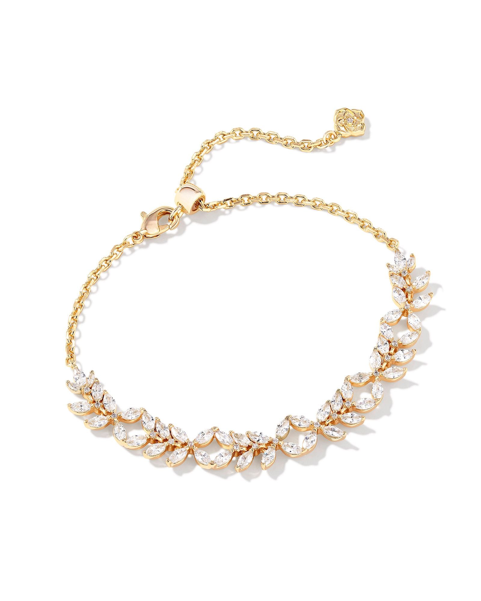 Rosalie Gold Tennis Bracelet White Crystal