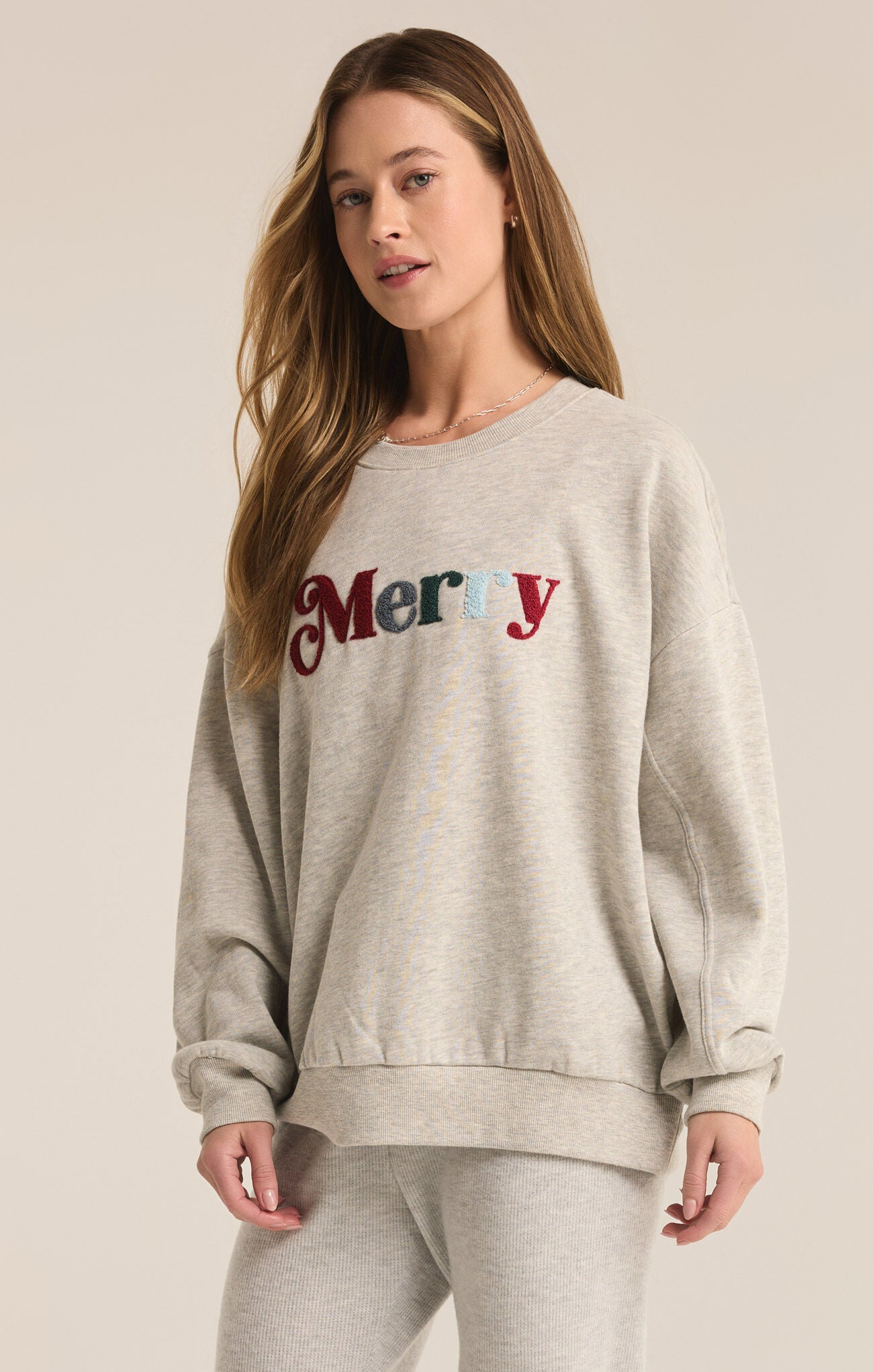 Merry Fleece Sweatshirt Heather Grey