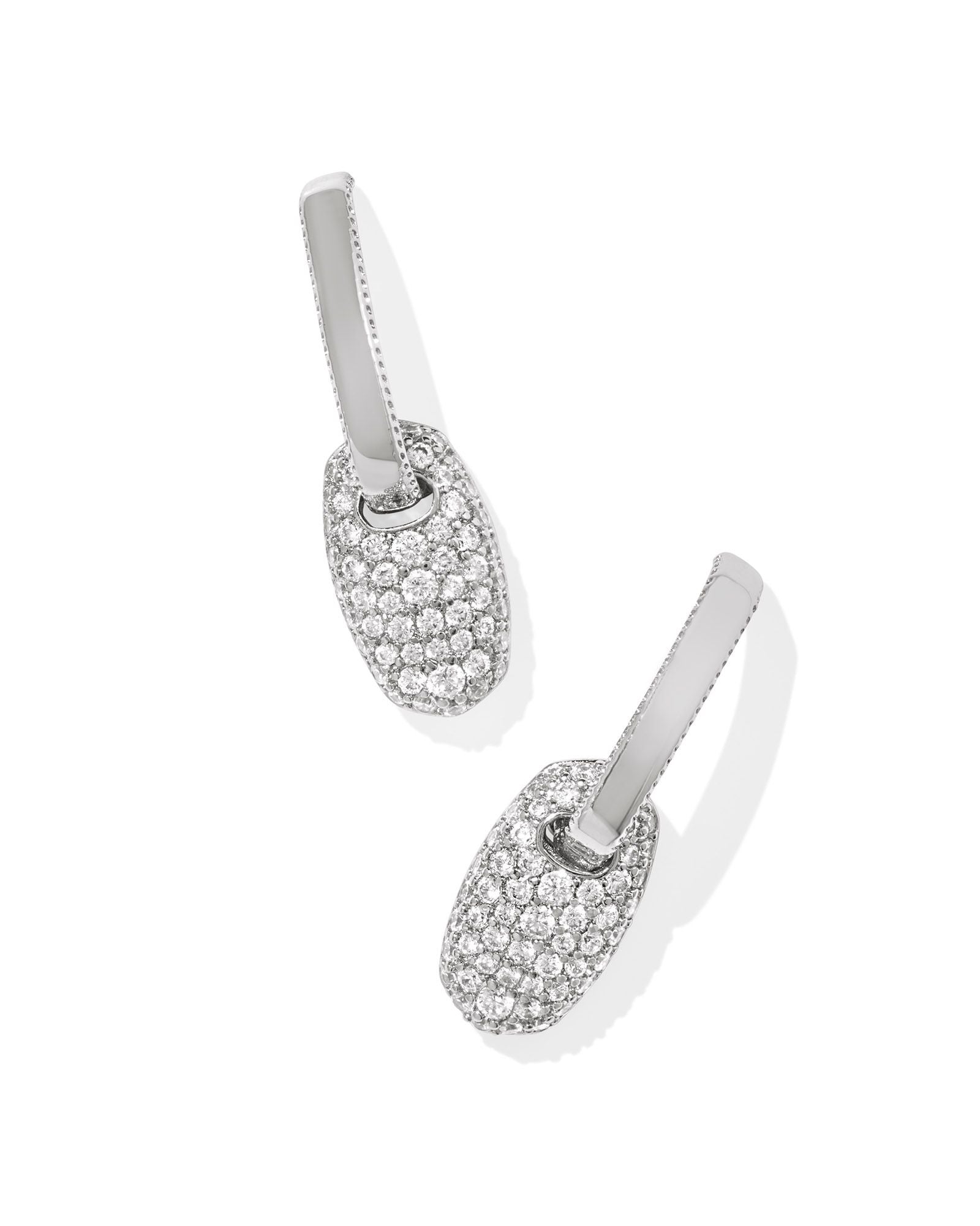 Bailey Silver Pave Huggie Earrings White Crystal