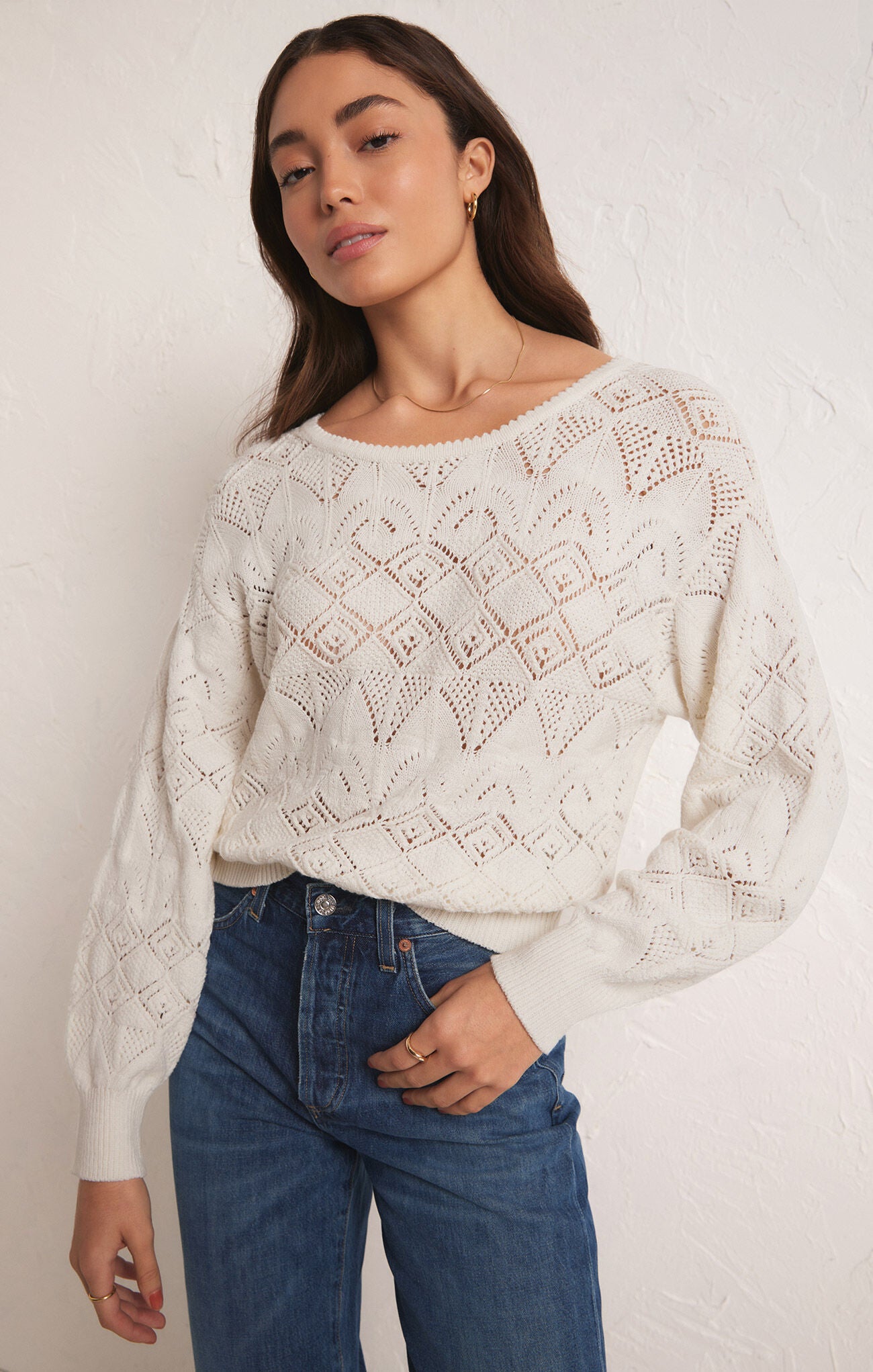 Sale Kasia Long Sleeve Sweater White