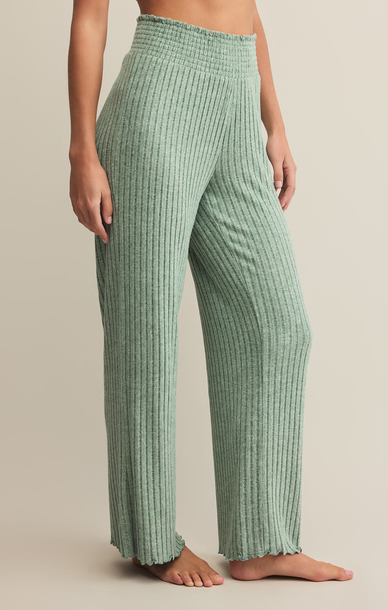 Dawn Smocked Rib Pant Botanical Green