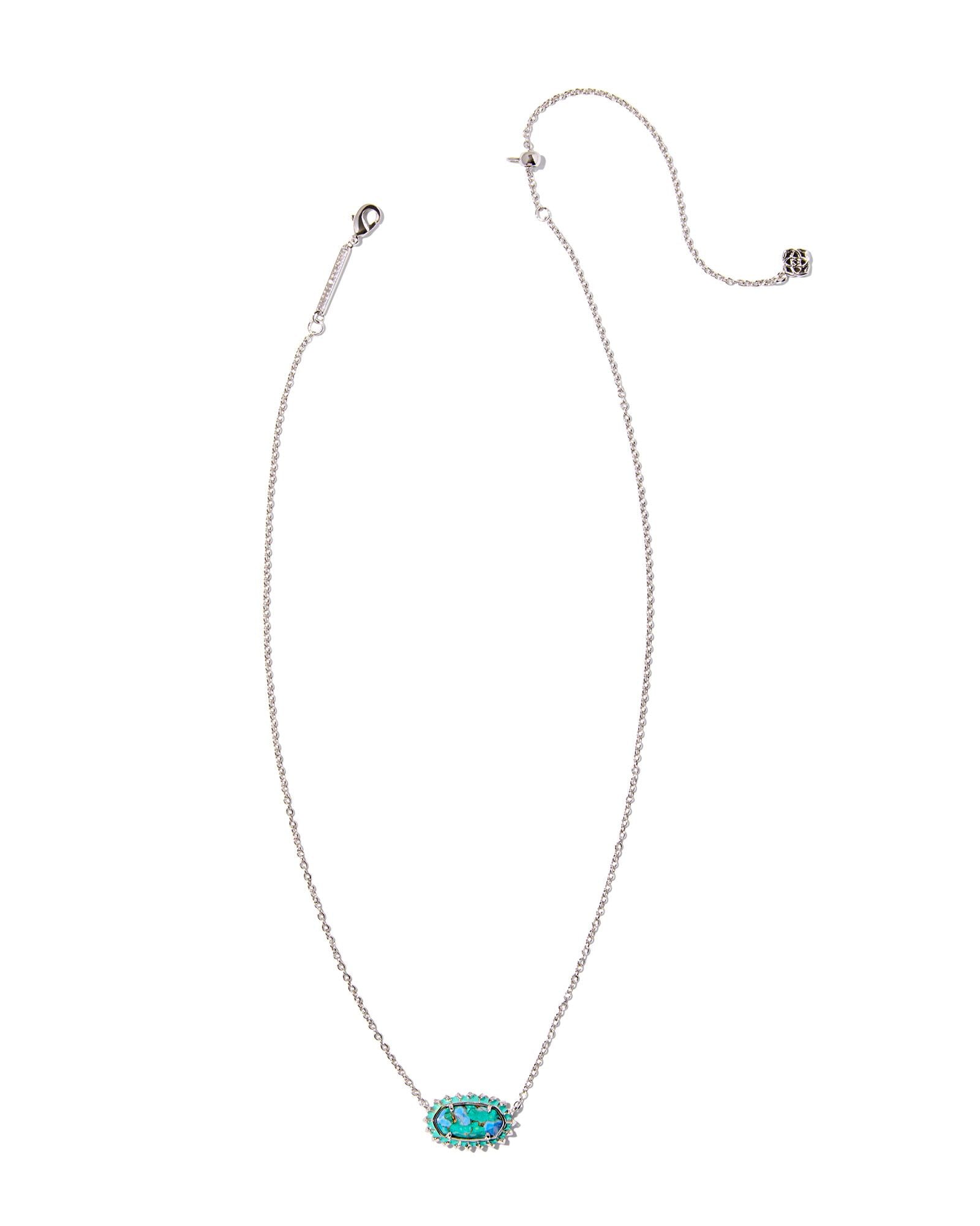 Sale Elisa Silver Color Burst Frame Pendant Necklace Bronze Veined Aqua Magnesite