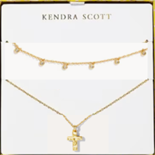 Boxed Amelia Cross Necklace Gift Set Gold