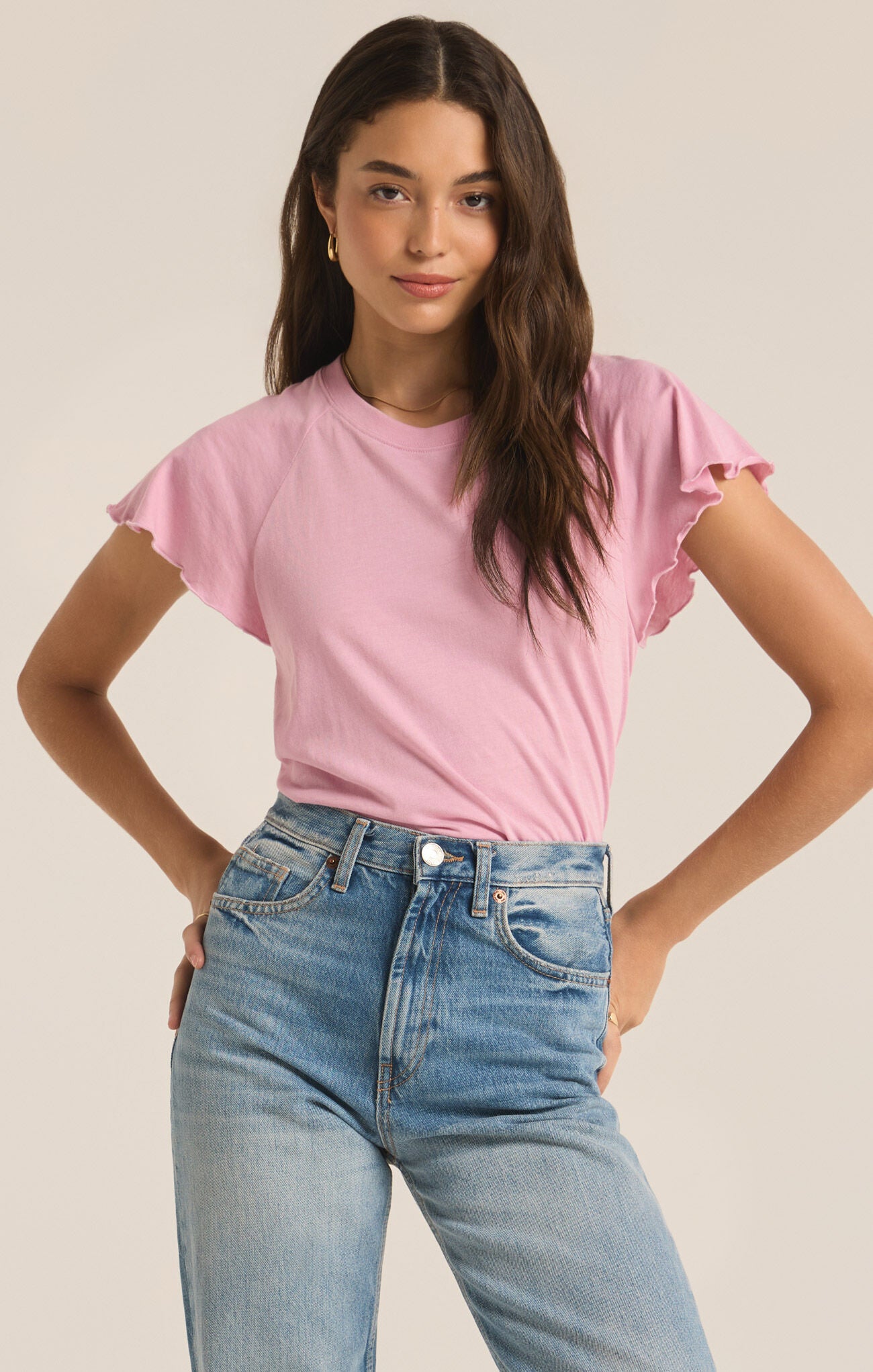 Abby Flutter Tee Sunset Mauve