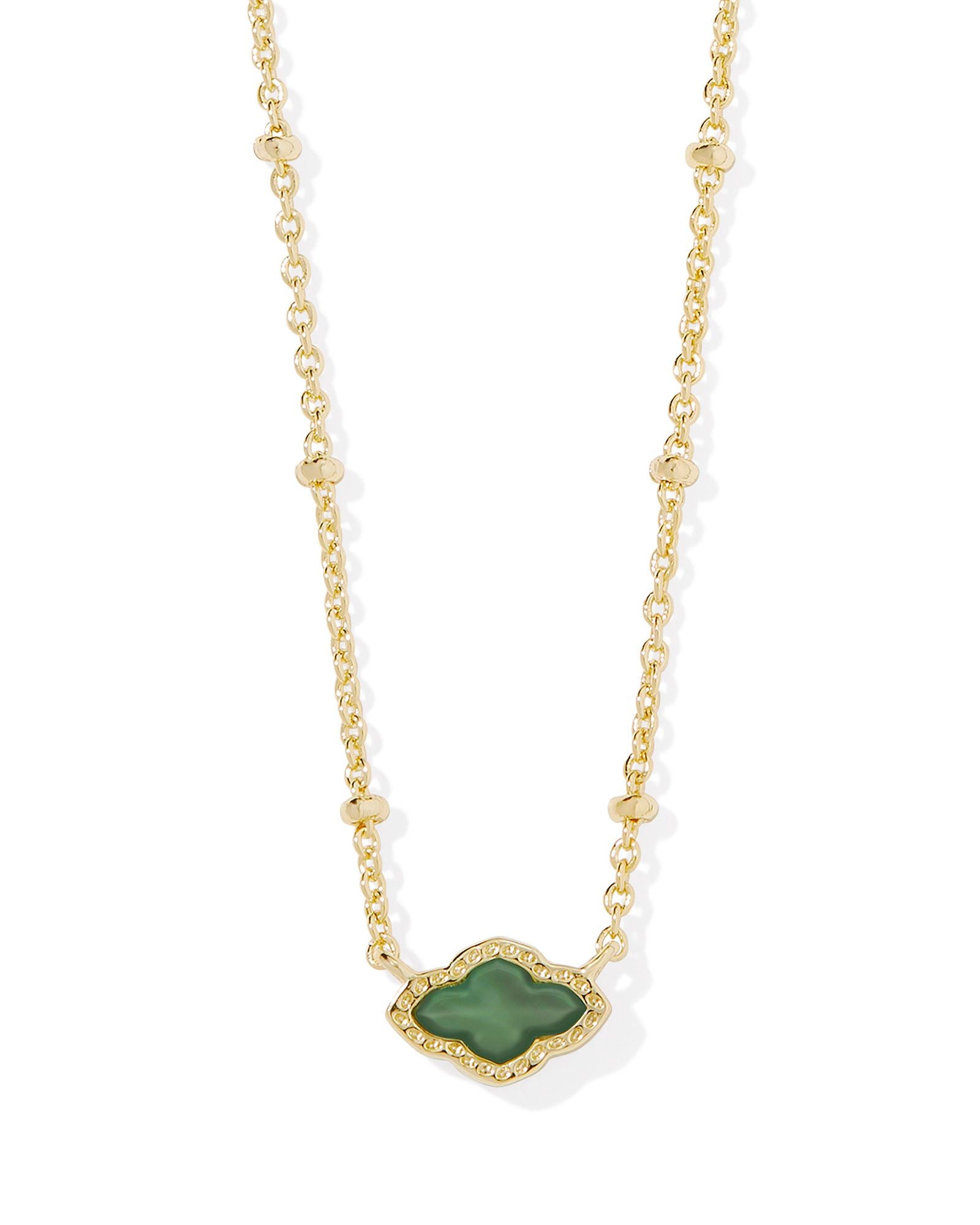 Mini Abbie Gold Satellite Short Pendant Necklace Green Illusion