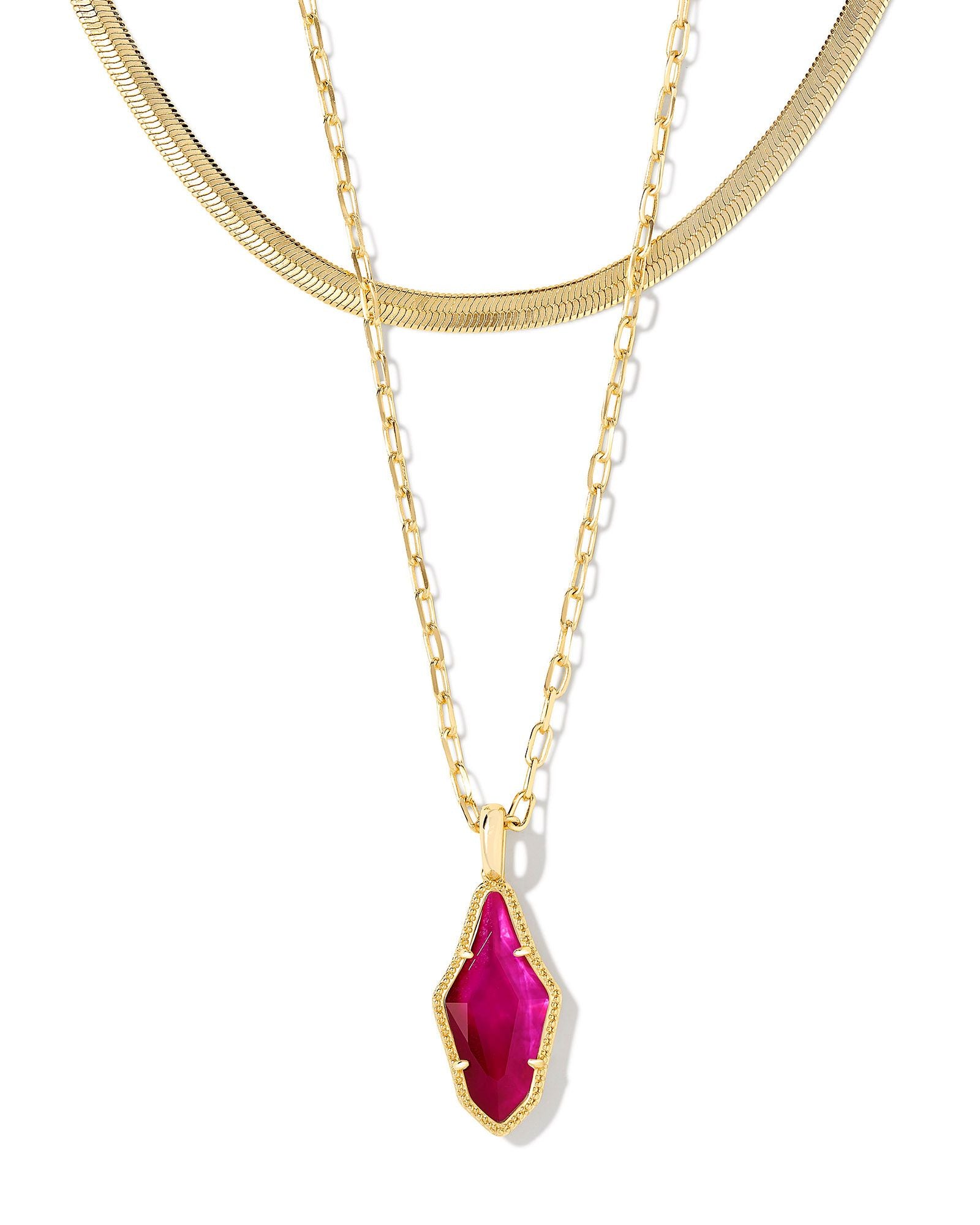 Evelyn Gold Multi Strand Necklace Dark Magenta Illusion