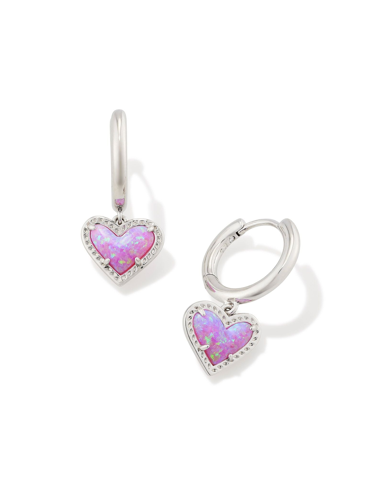 Ari Heart Huggie Earrings Bubblegum Pink Silver