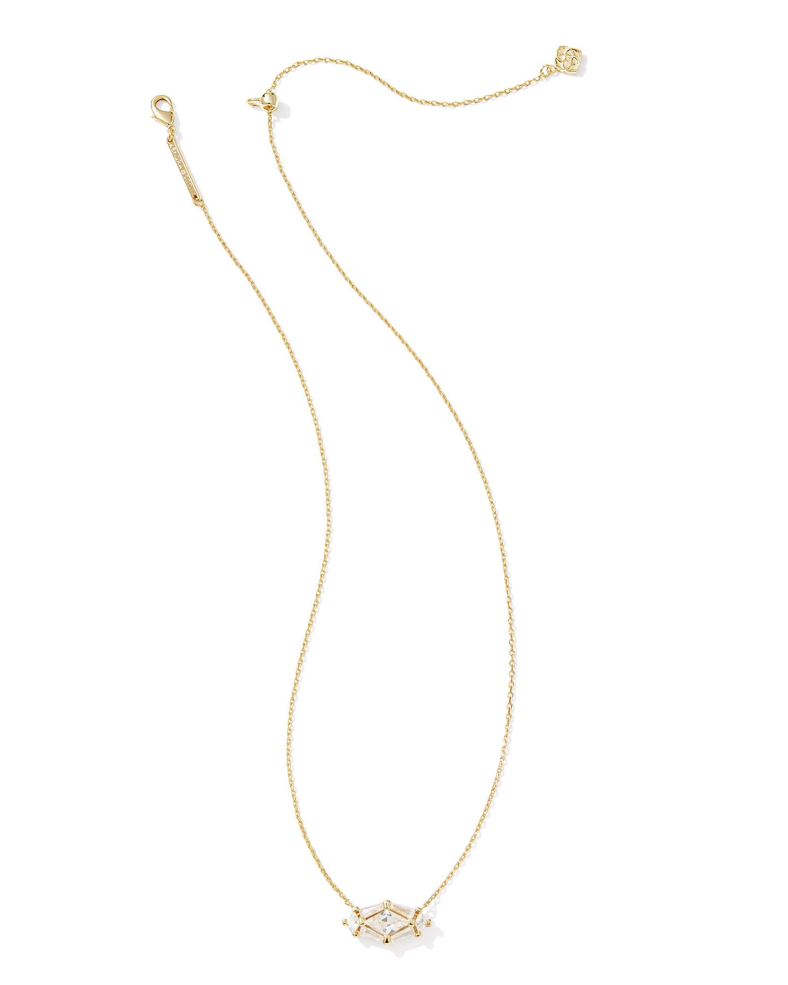 Lindy Rae Elisa Gold Short Pendant Necklace White Crystal