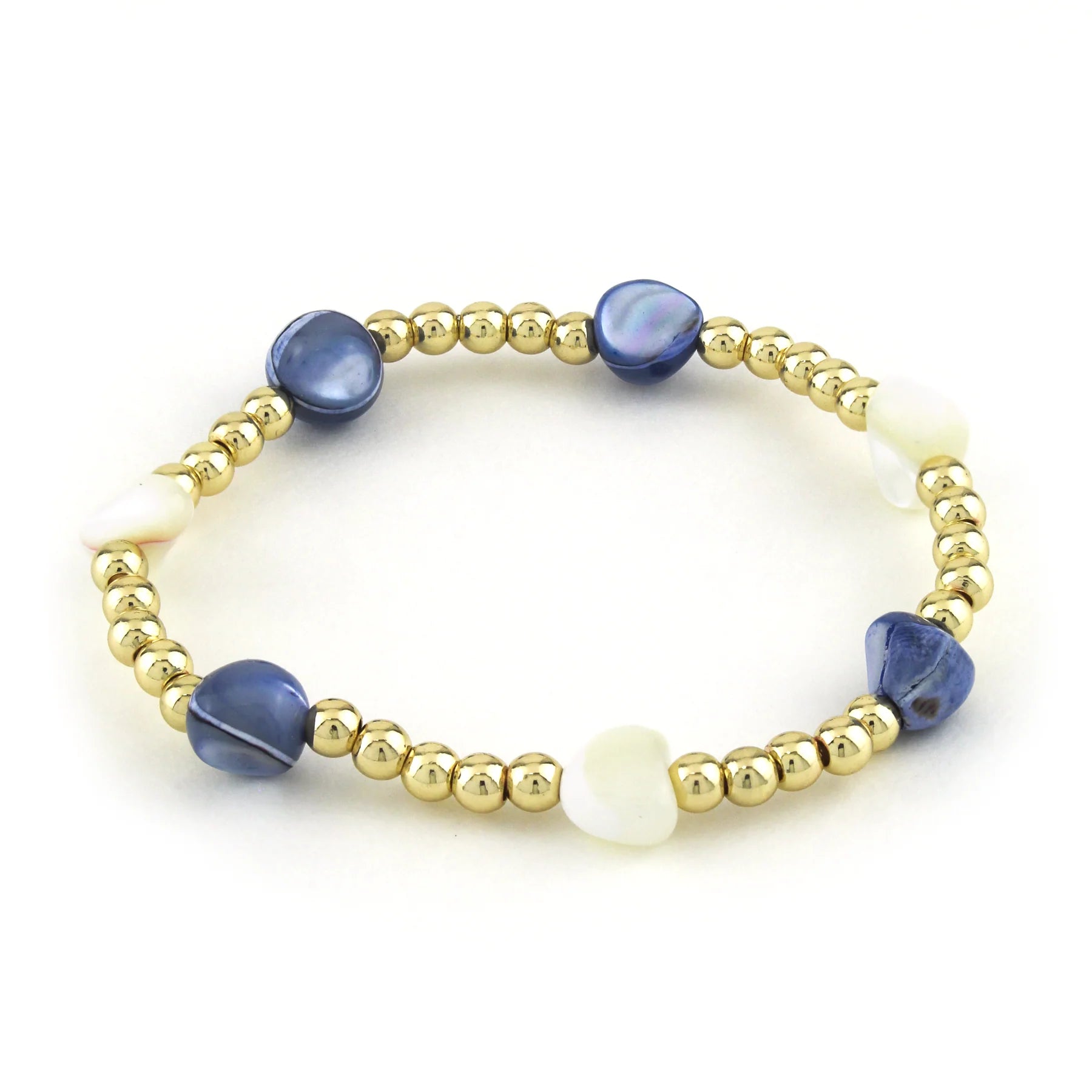 14K Gold Filled Blue Shell Bracelet 4MM