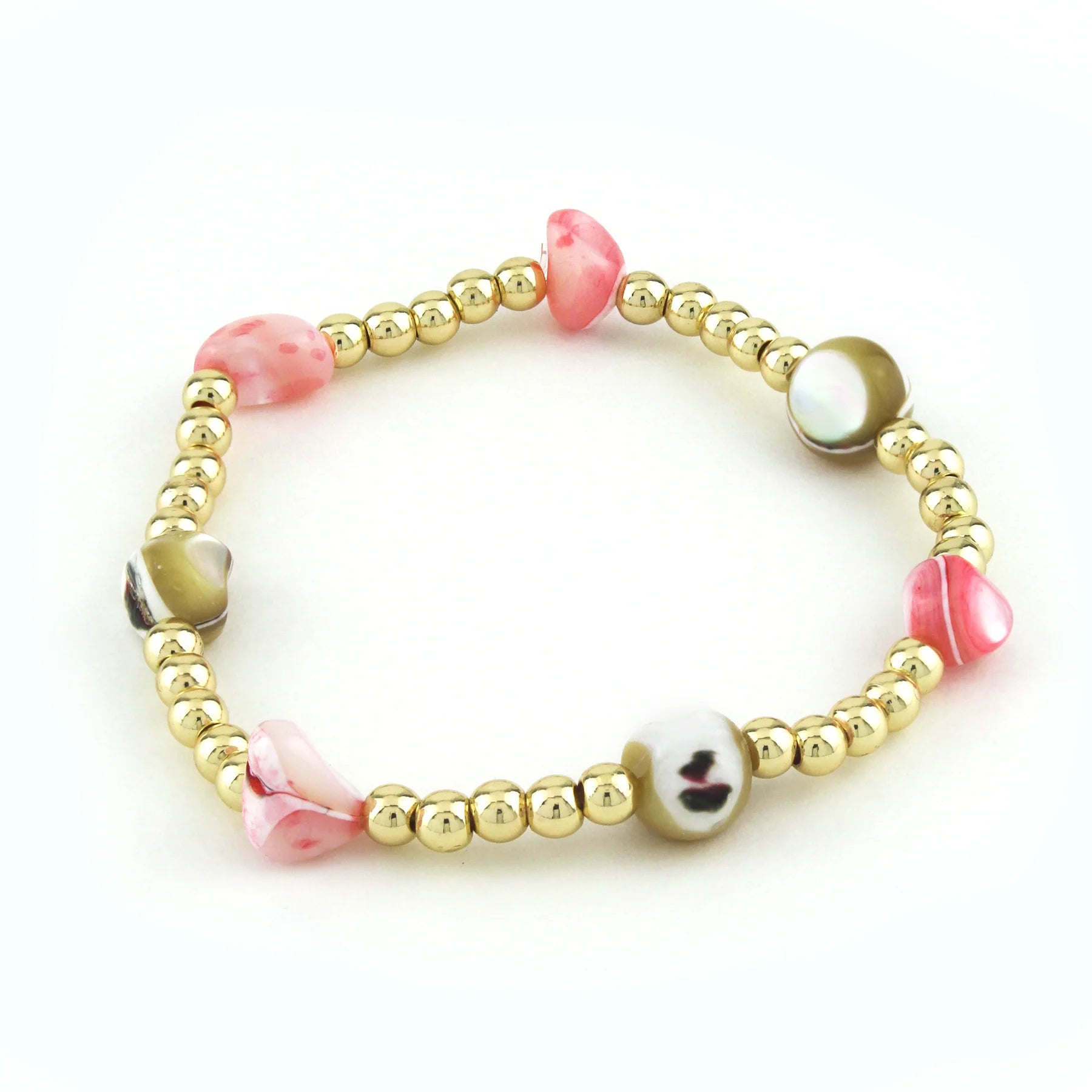 14K Gold Filled Coral Shell Bracelet 4MM