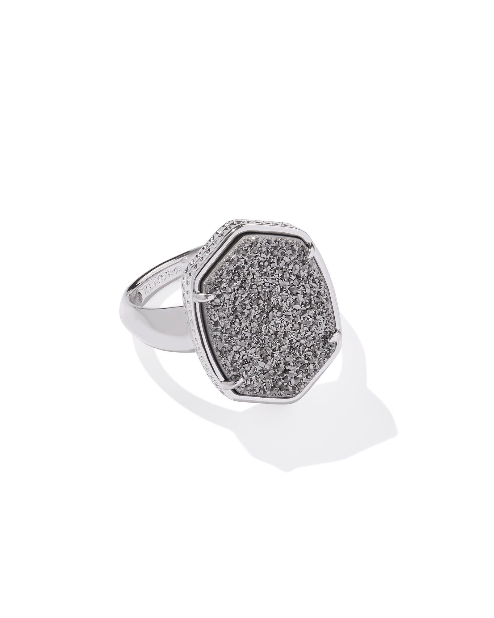 Daphne Silver Statement Ring Platinum Drusy