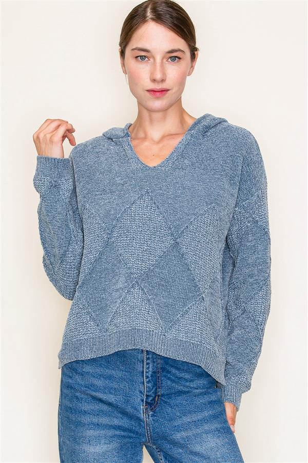 Long Sleeve Textured Chenille Pullover Sweater