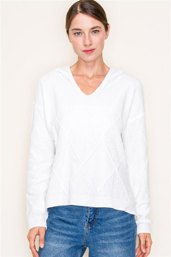 Long Sleeve Textured Chenille Pullover Sweater